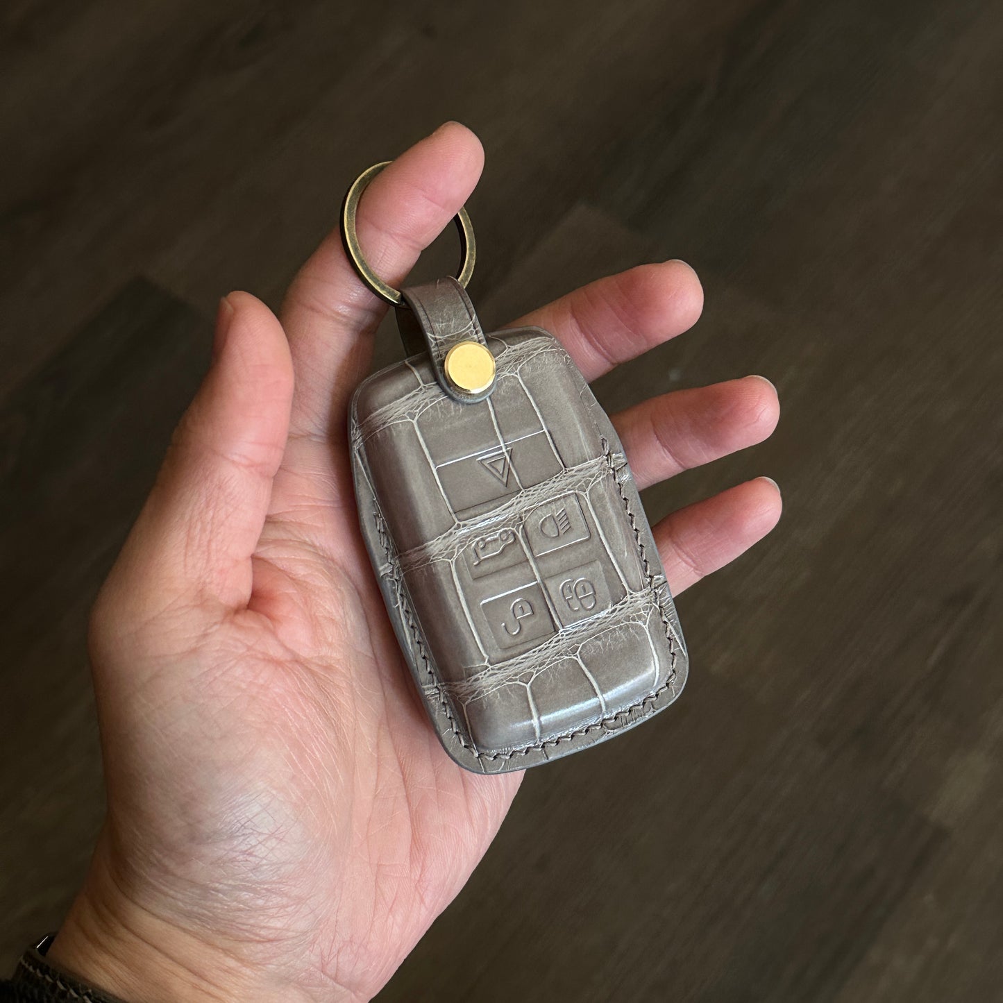 Land Rover key fob cover,  Crocodile leather Leather key case
