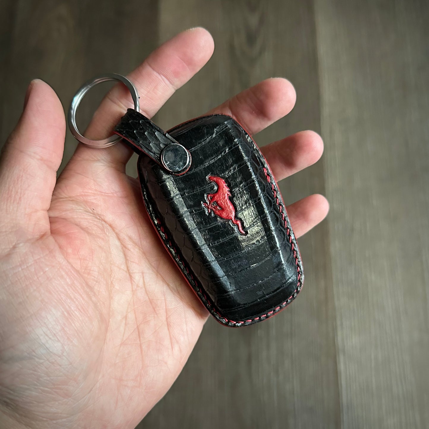 Ford key fob cover, Mustang snake leather Leather key case