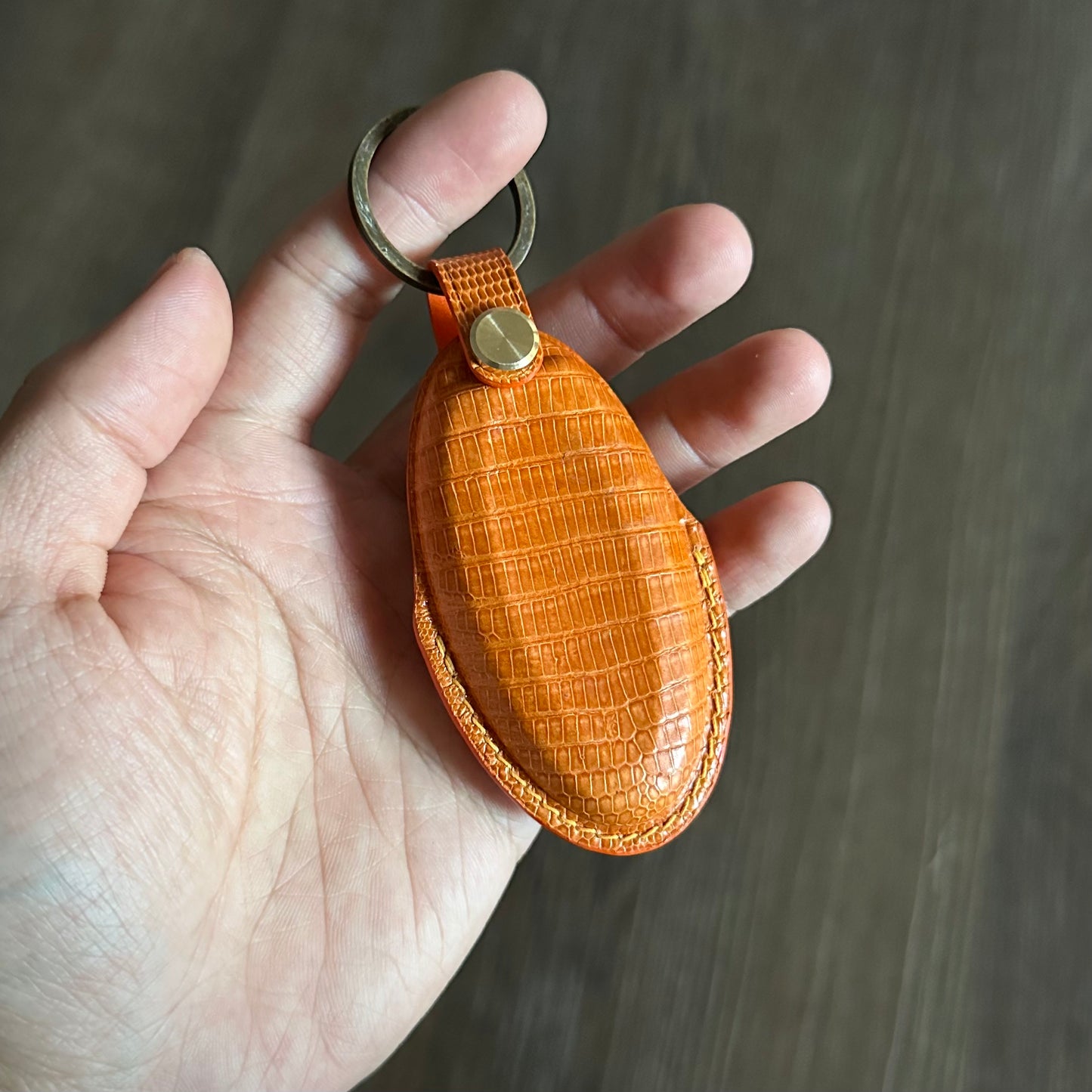 Nissan GT-R key fob cover, GTR R35 Leather key case, Lizard leather