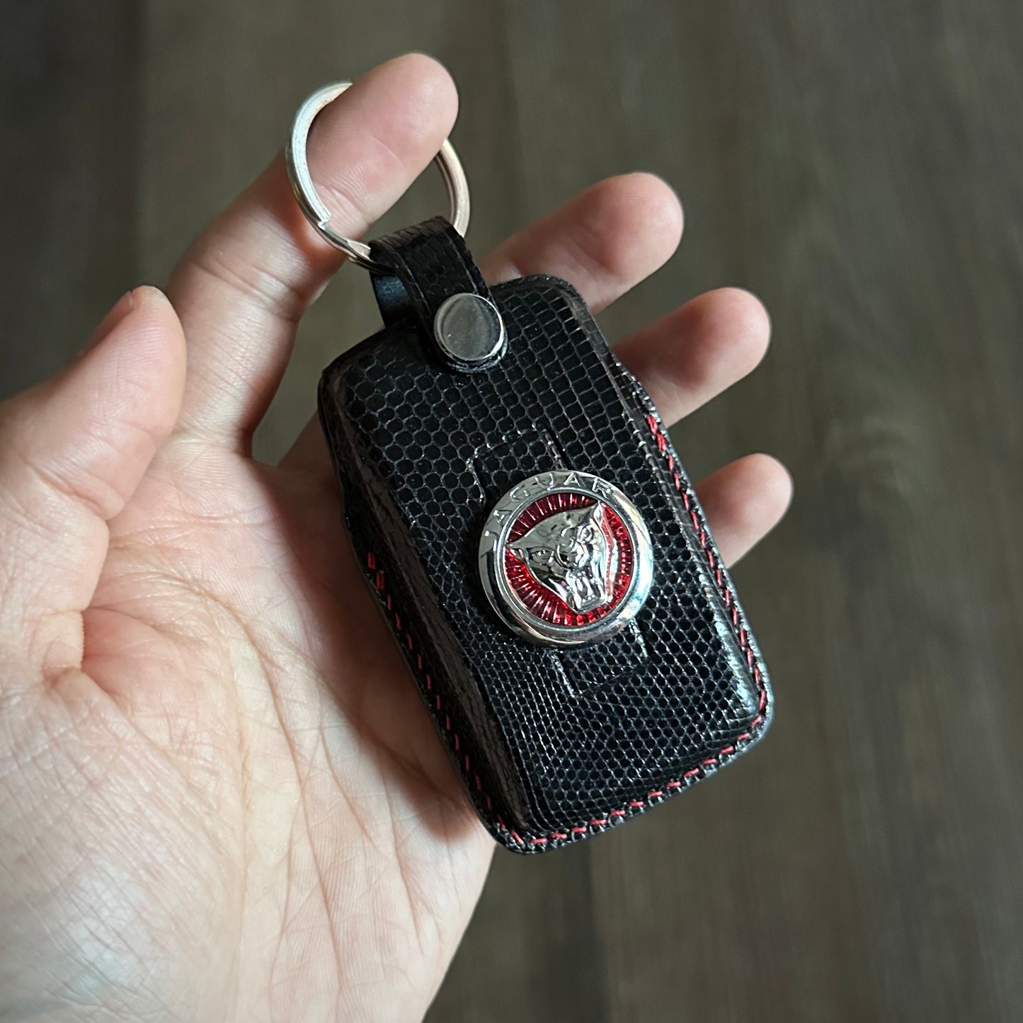 Jaguar key fob cover, Jaguar Leather key case, Lizard leather