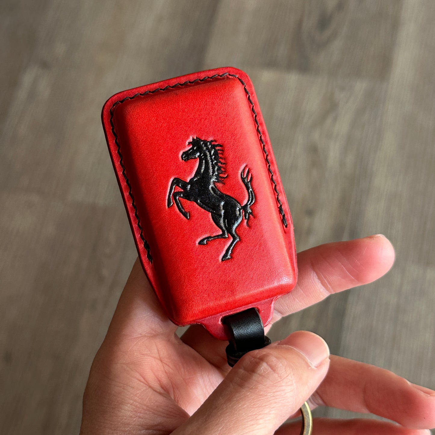 Luxury Bespoke Ferrari Leather Key Case, Japan Shell Cordovan Leather