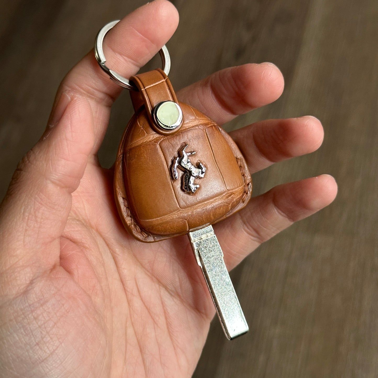Ferrari key fob cover,  Crocodile leather Leather key case