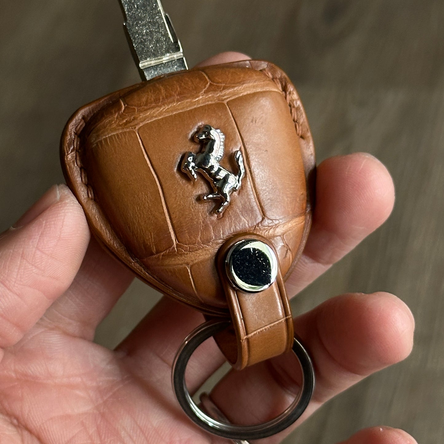 Ferrari key fob cover,  Crocodile leather Leather key case