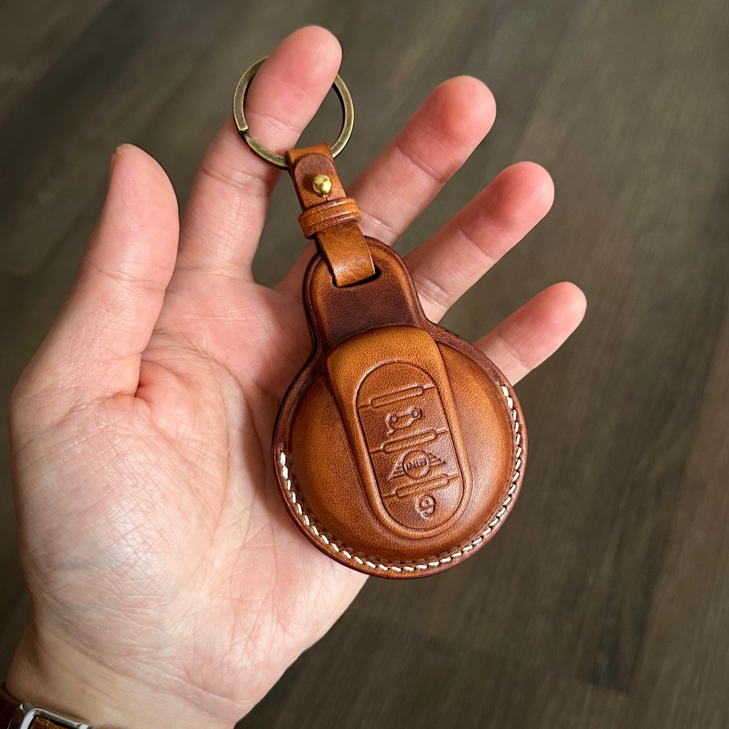 Mini cooper s key fob cover, Wax leather
