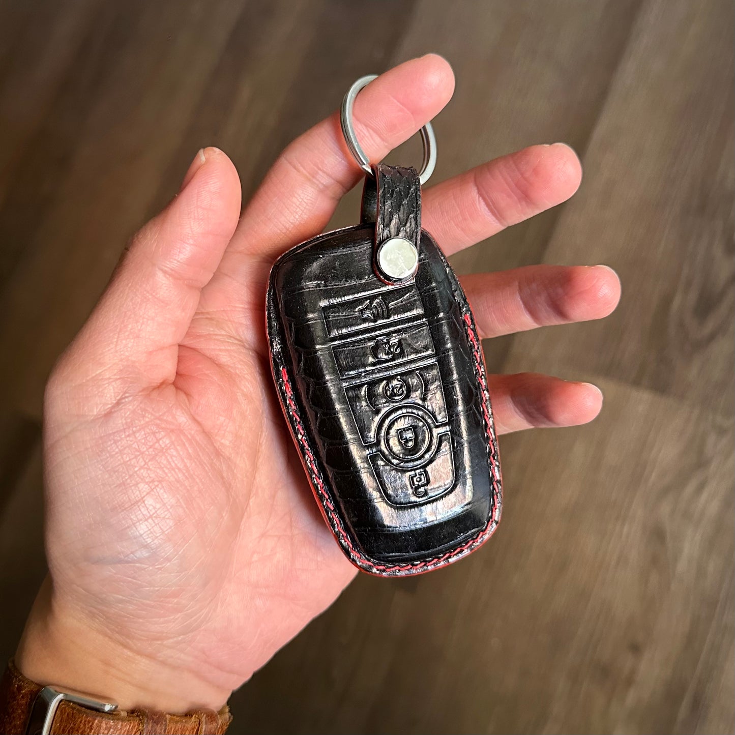 Ford key fob cover, Mustang snake leather Leather key case