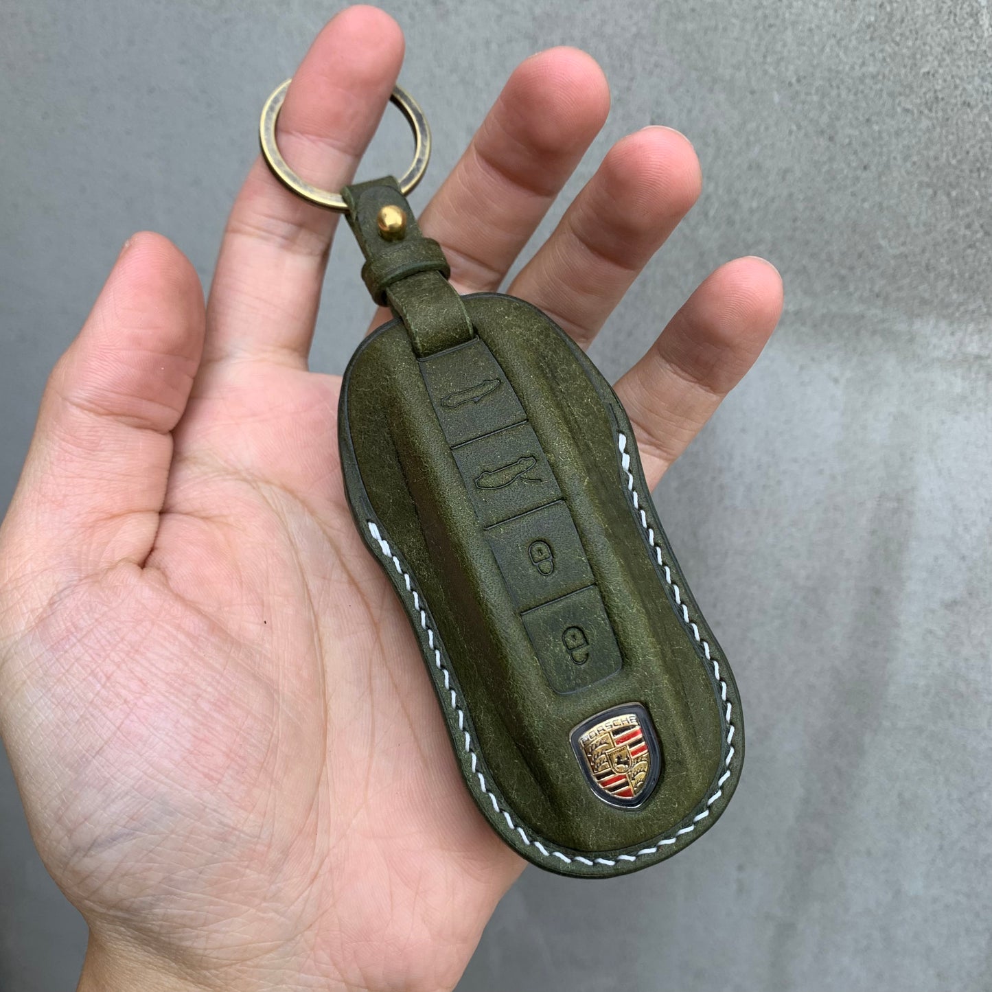 Porsche key fob cover, key case, Pueblo leather