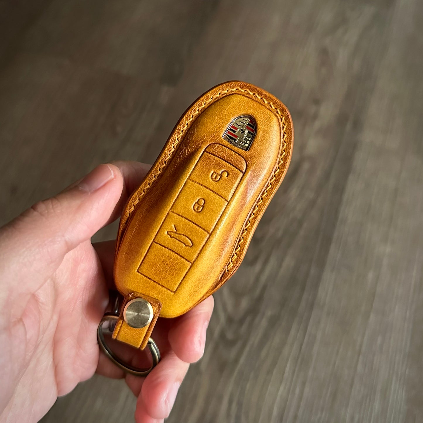 Porsche key fob cover, key case, Wax leather