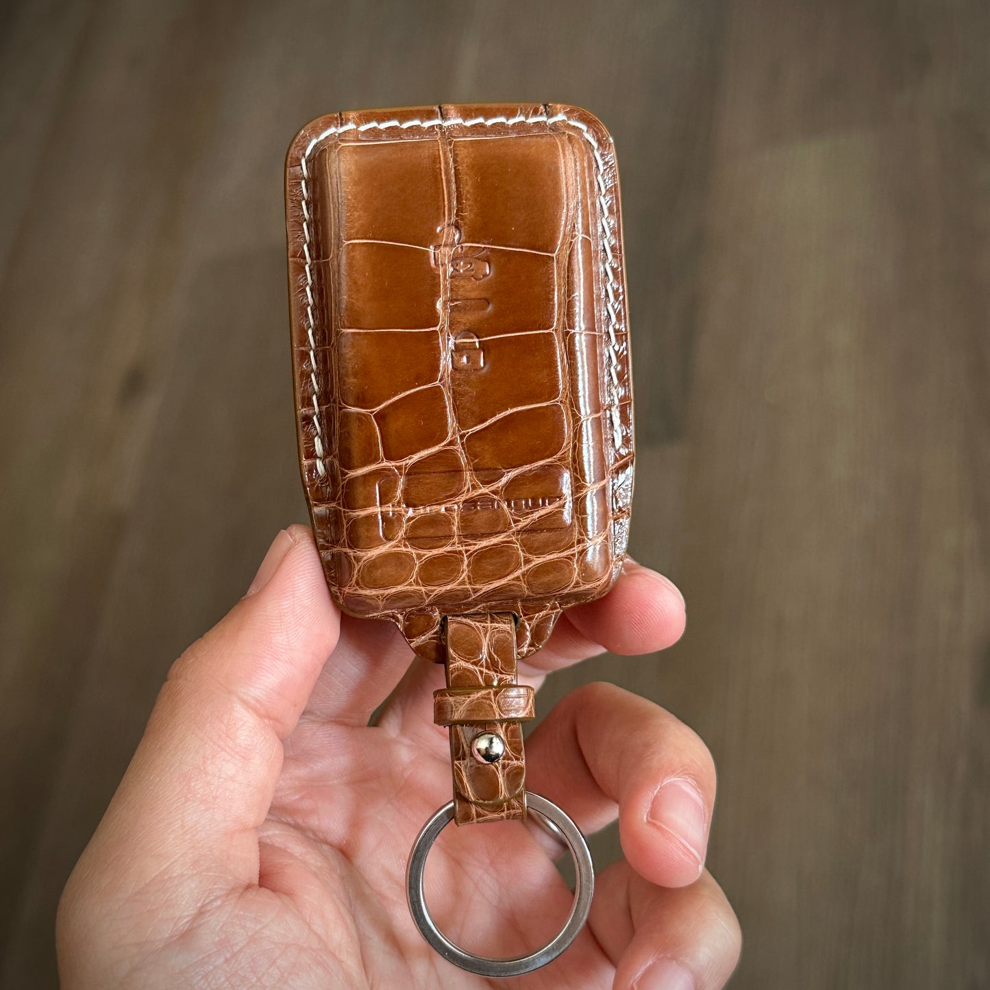 Ferrari key fob cover,  Crocodile leather Leather key case