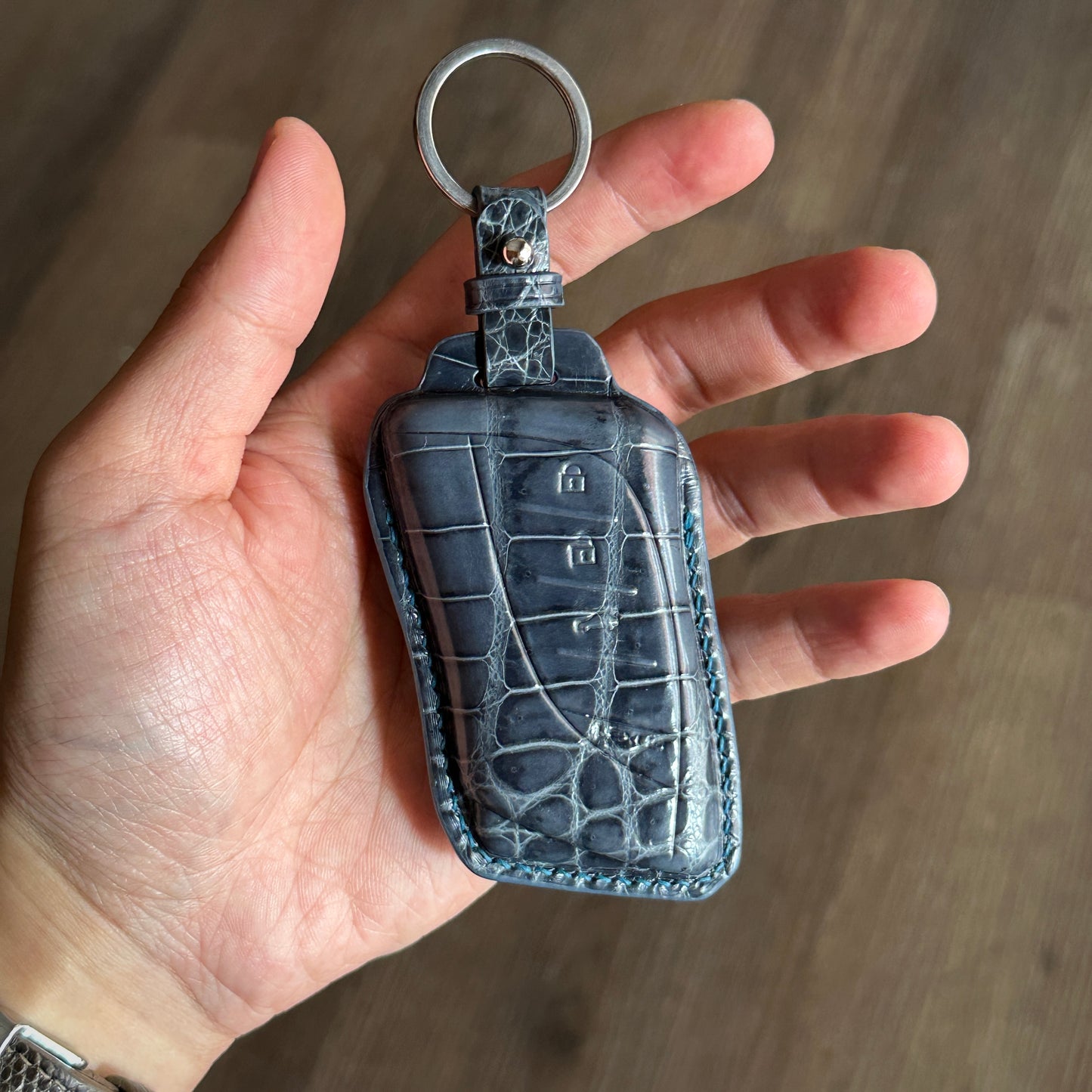 Lexus key fob cover,  Crocodile leather Leather key case