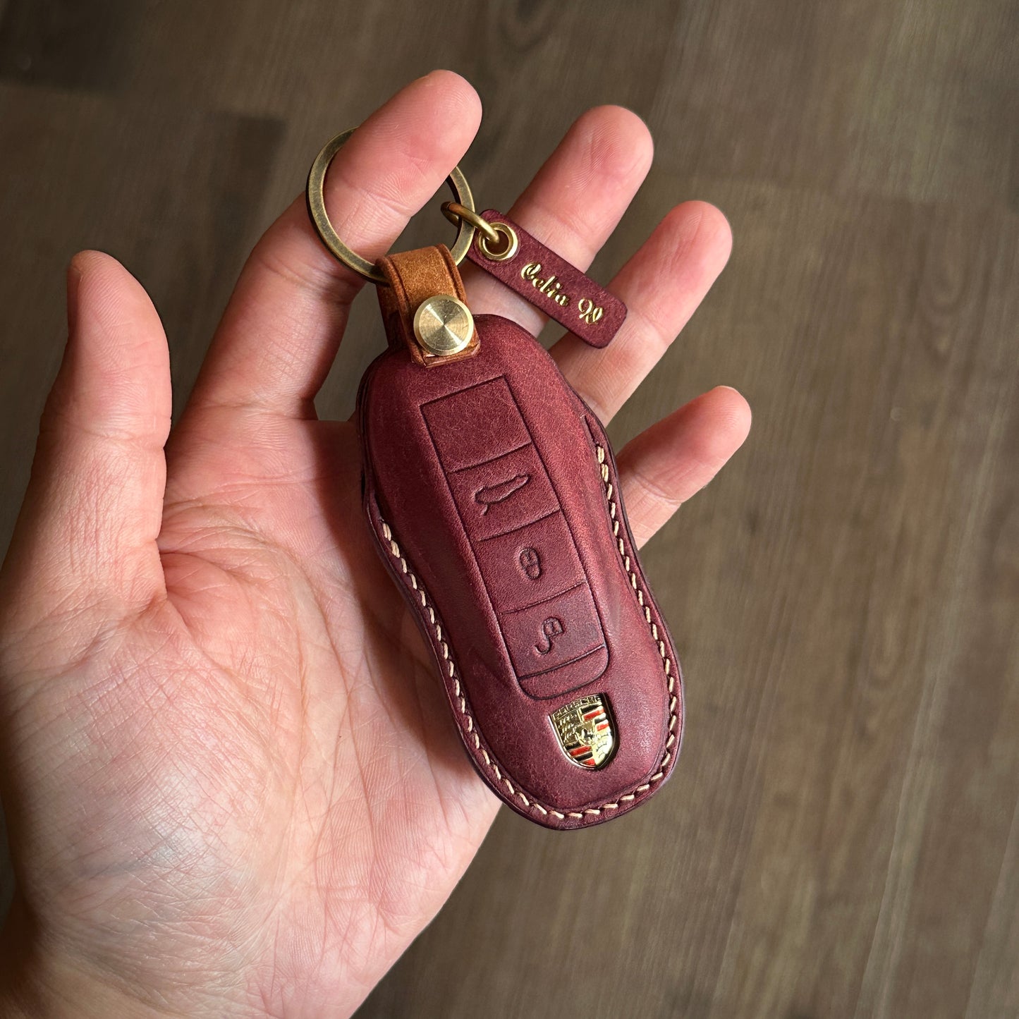 Porsche key case, key fob cov,er Pueblo leather