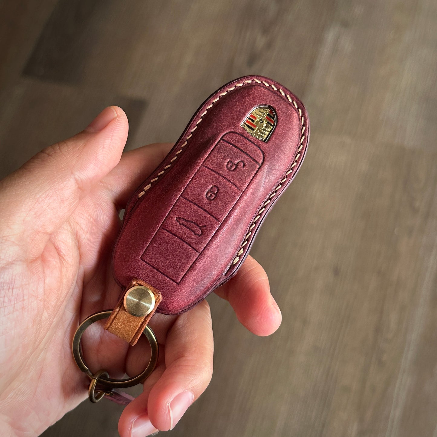 Porsche key case, key fob cov,er Pueblo leather