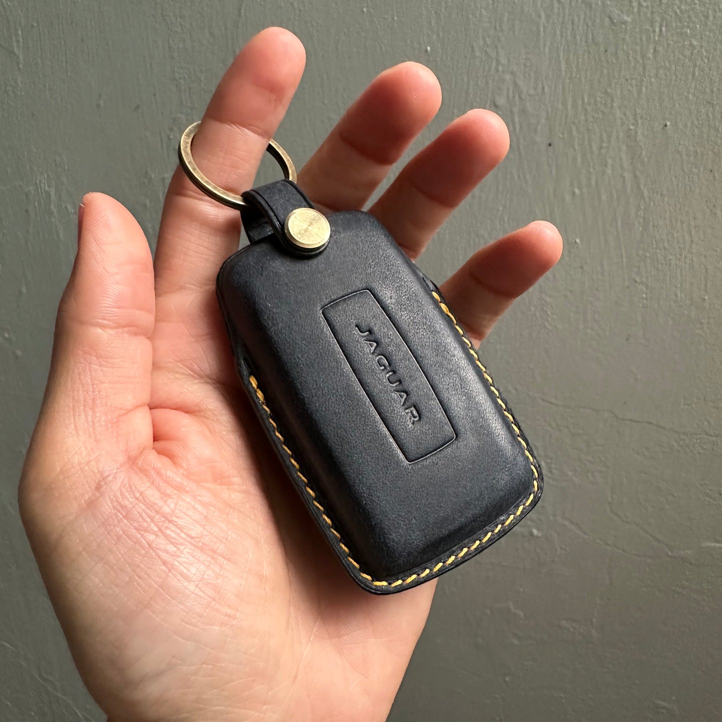Jaguar key case, key fob cover, Pueblo leather