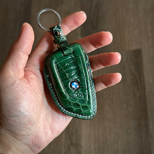 BMW key fob cover,  Crocodile leather Leather key case
