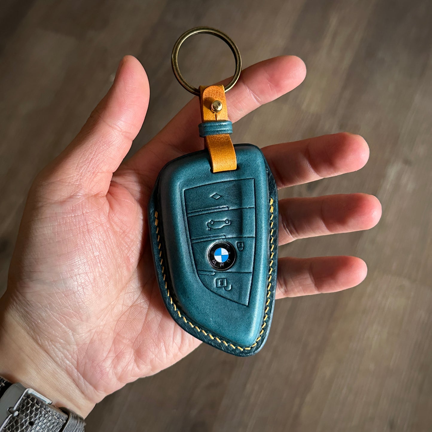 BMW key fob cover, Wax leather