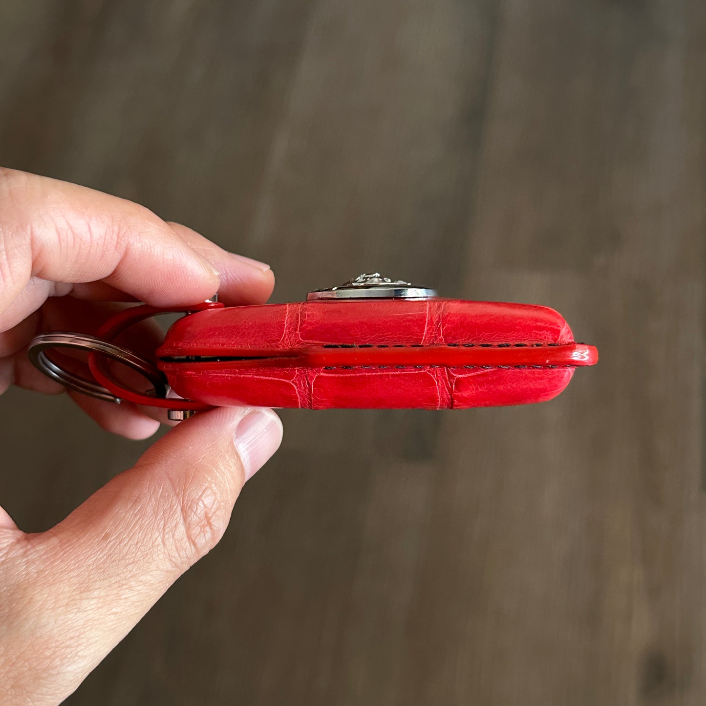 Jaguar key fob cover,  Crocodile leather Leather key case