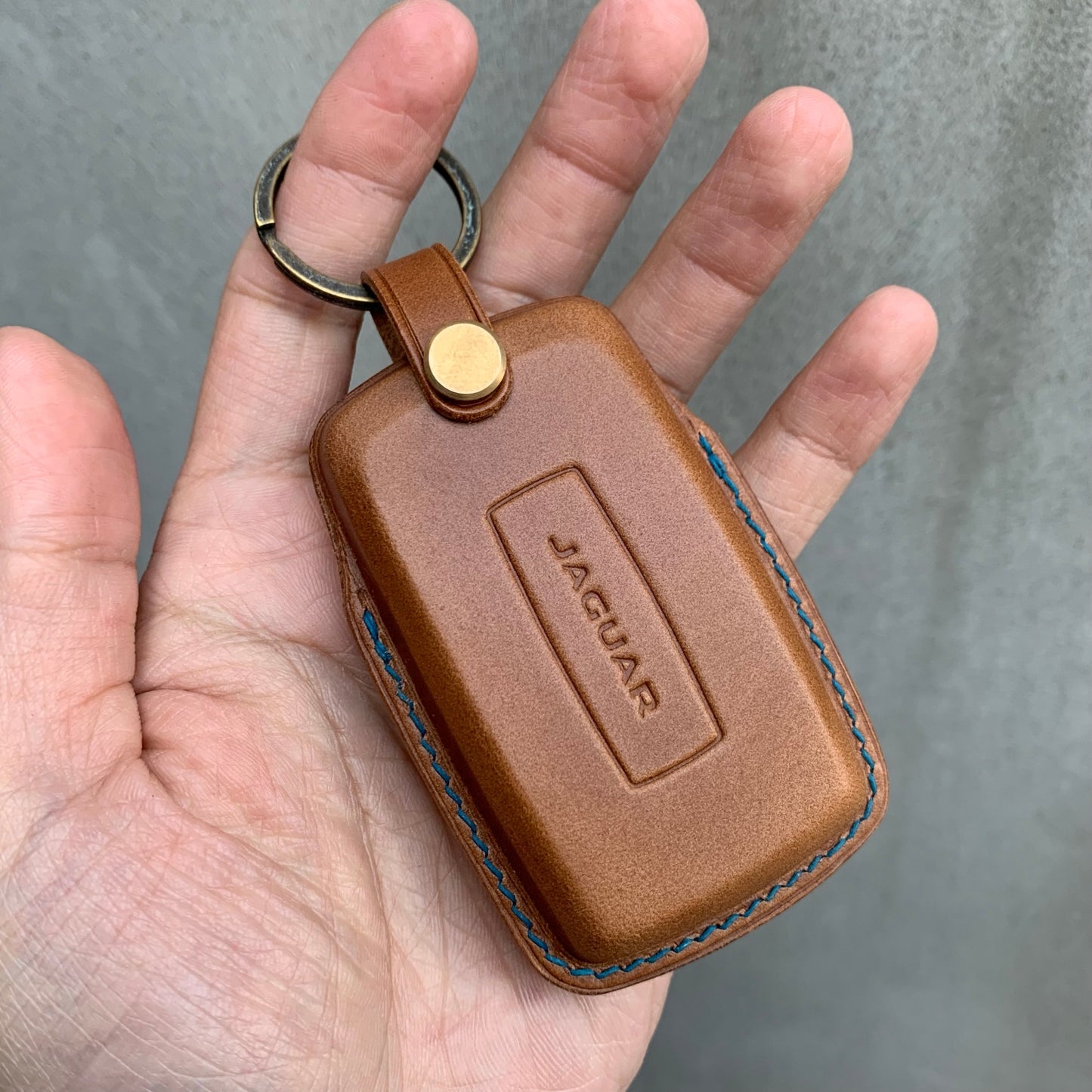 Jaguar key fob cover, Wax leather