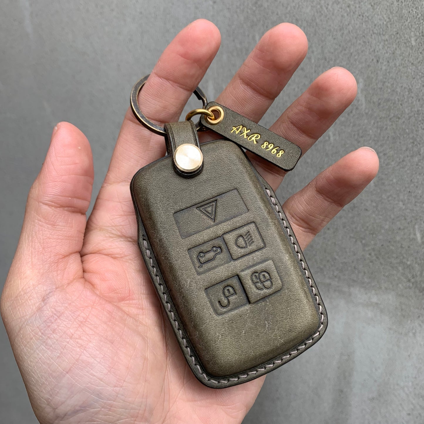 Jaguar key case, key fob cover, Pueblo leather