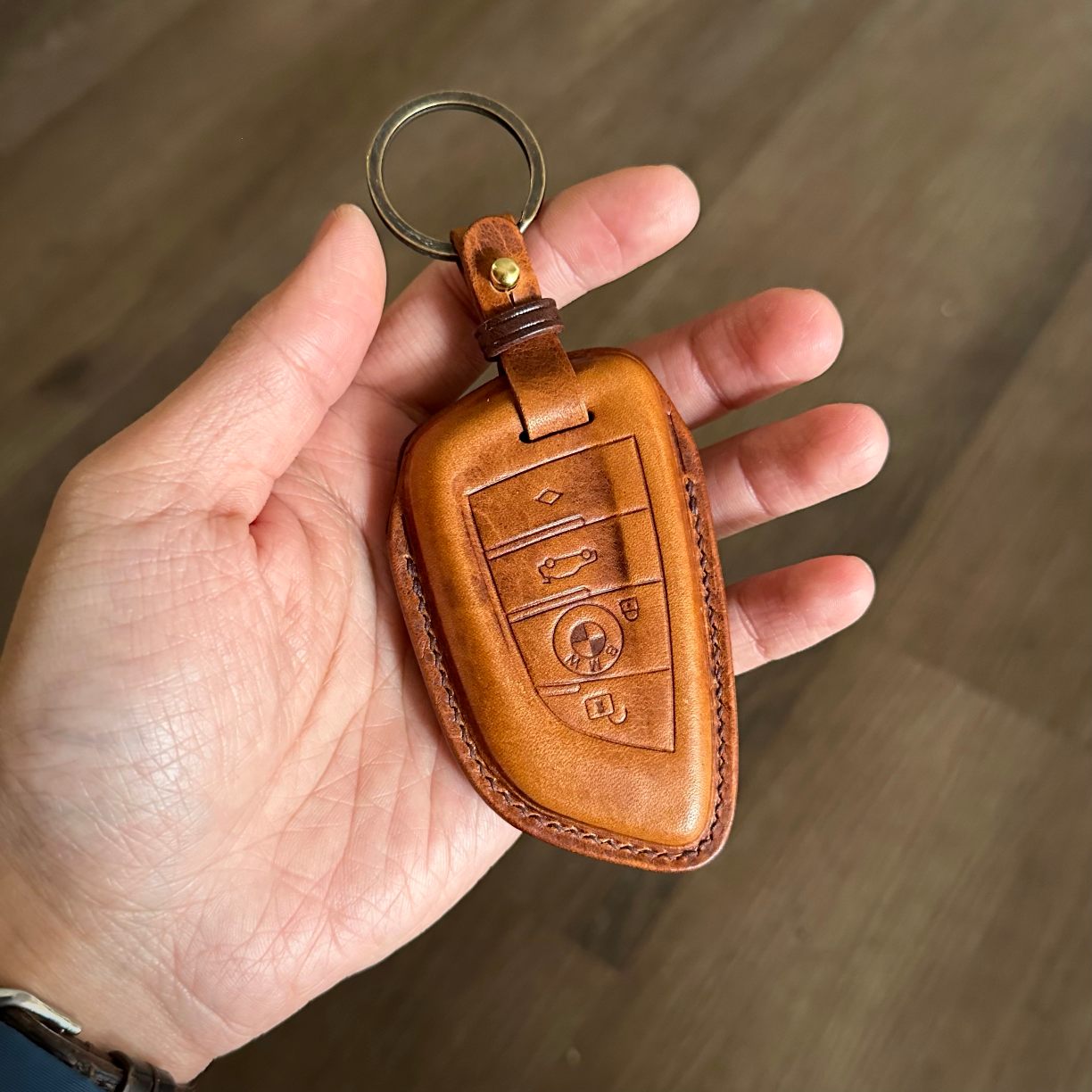 BMW key fob cover, Wax leather