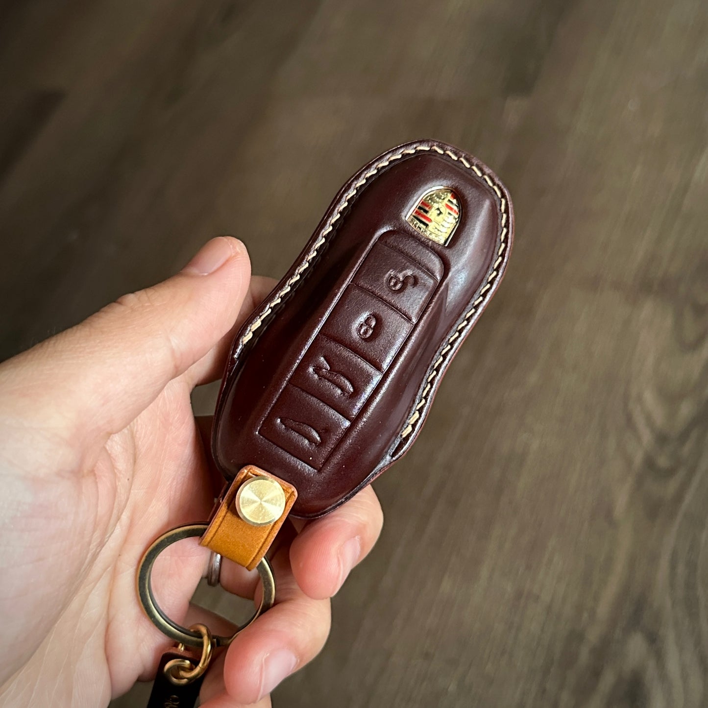 Porsche key fob cover, key case, Shell Cordovan