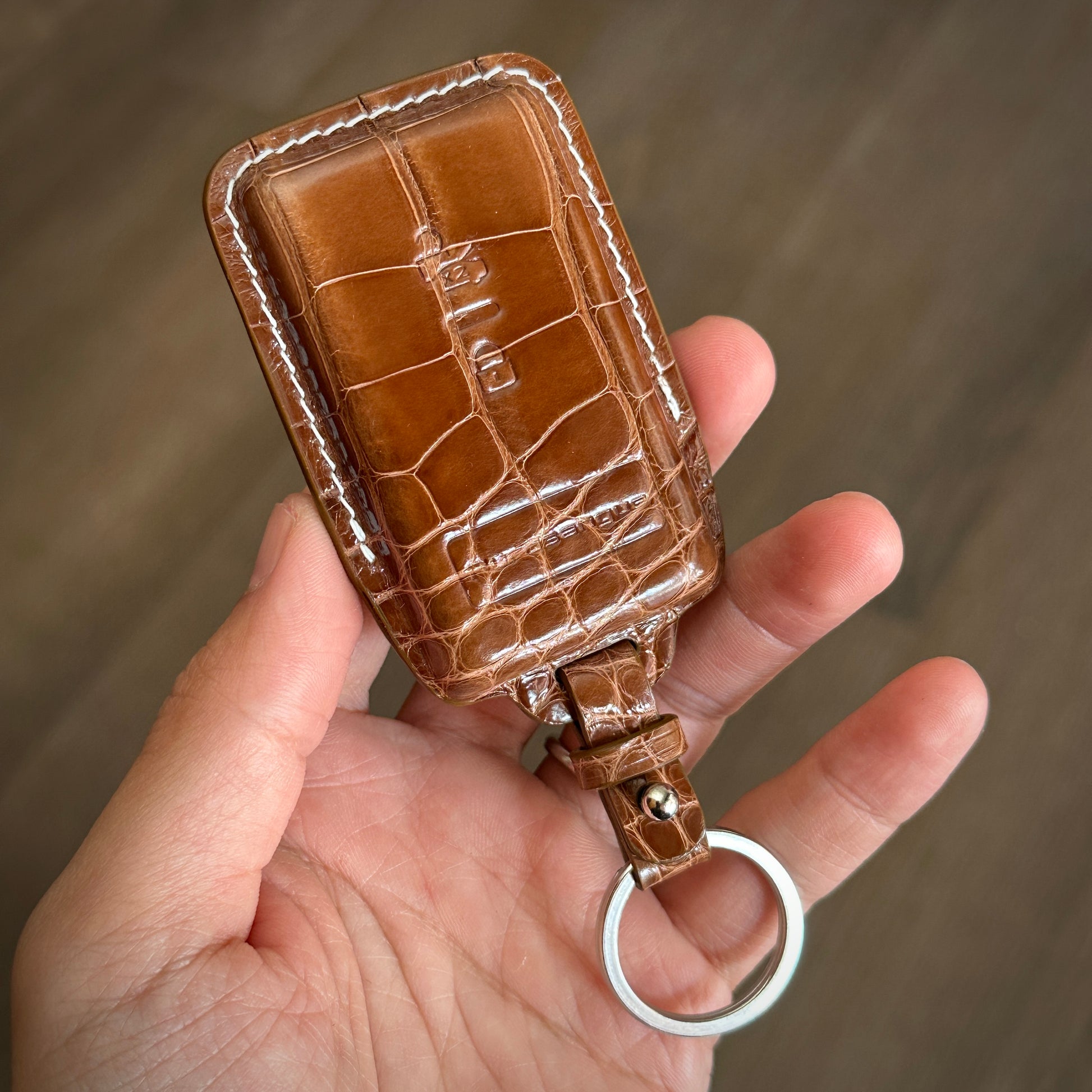 handmade Exotic crocodile leather Key Fob Protector for Ferrari 