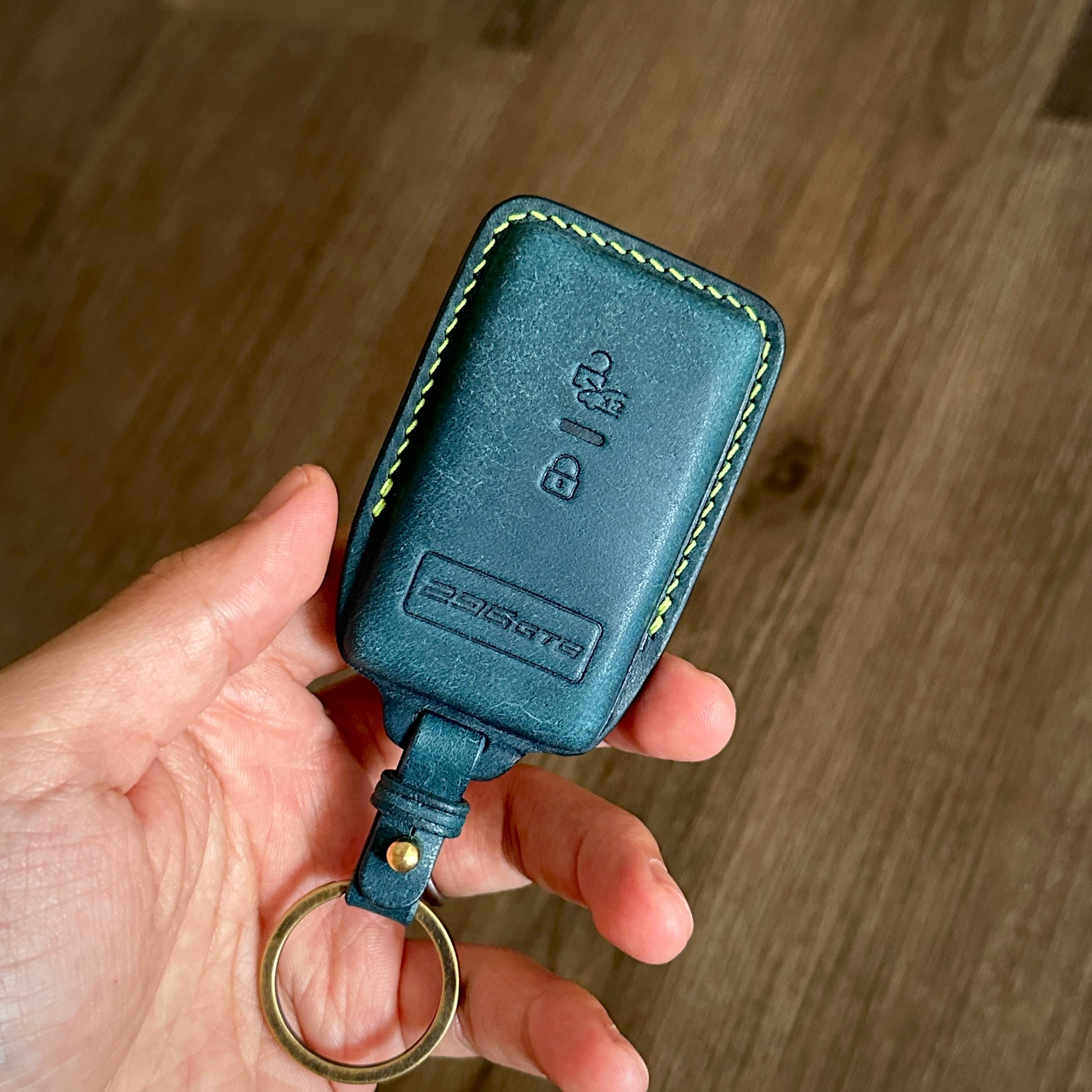Handmade Pueblo Leather Key Fob Cover for Ferrari 296GTB			
