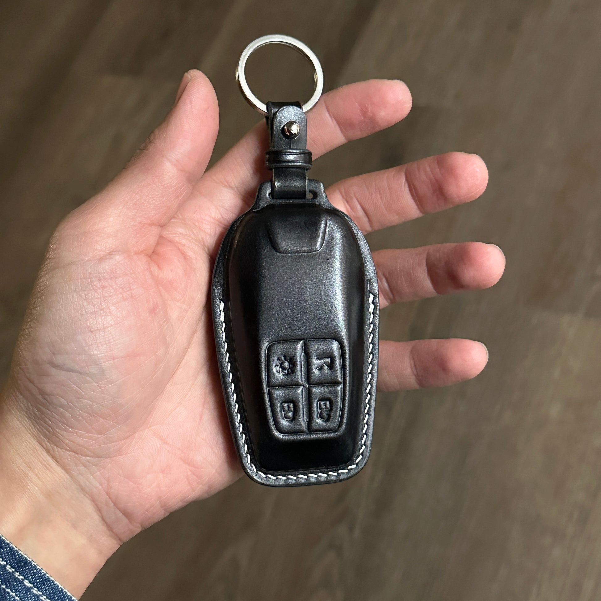 Handmade black Shell Cordovan Key Case for Ferrari 458