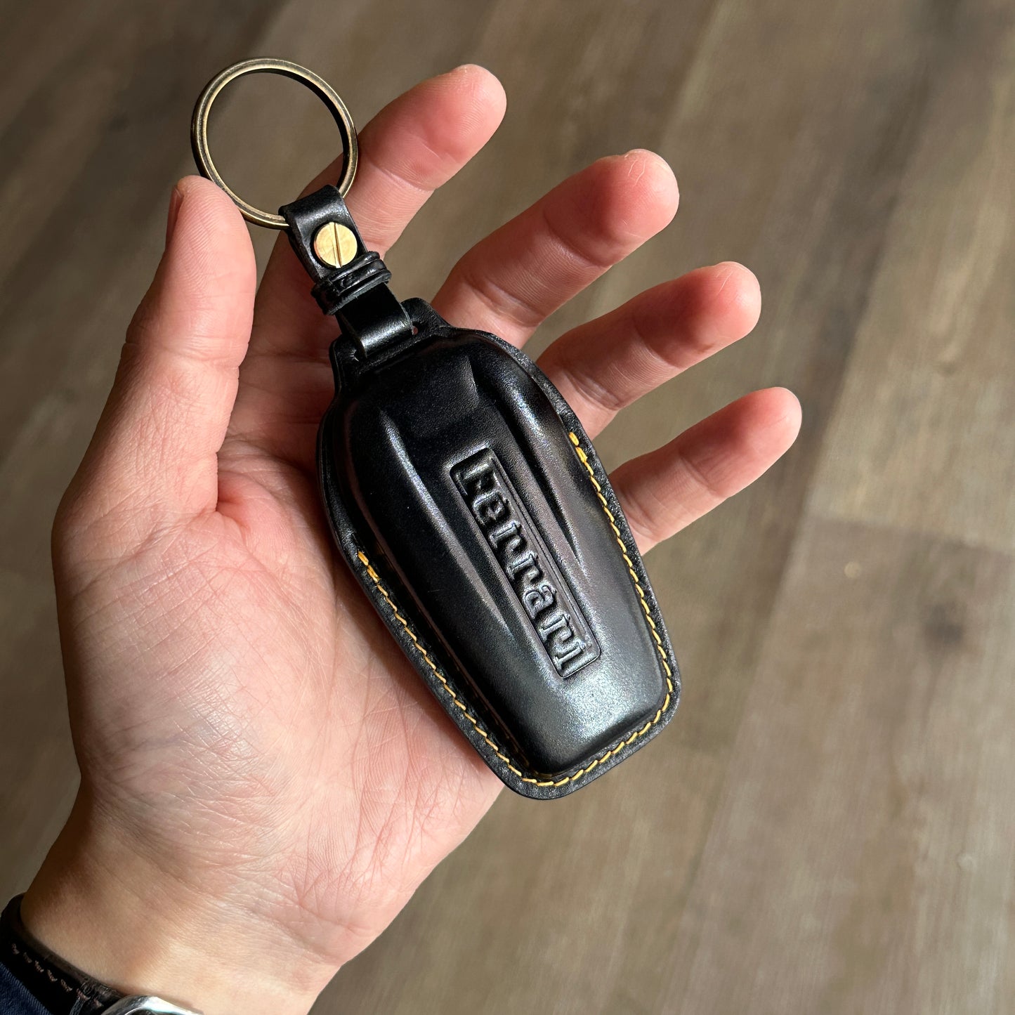 Exquisite Handmade Ferrari Key Case | Bespoke Gift for Supercar Lovers, Japan Shell Cordovan