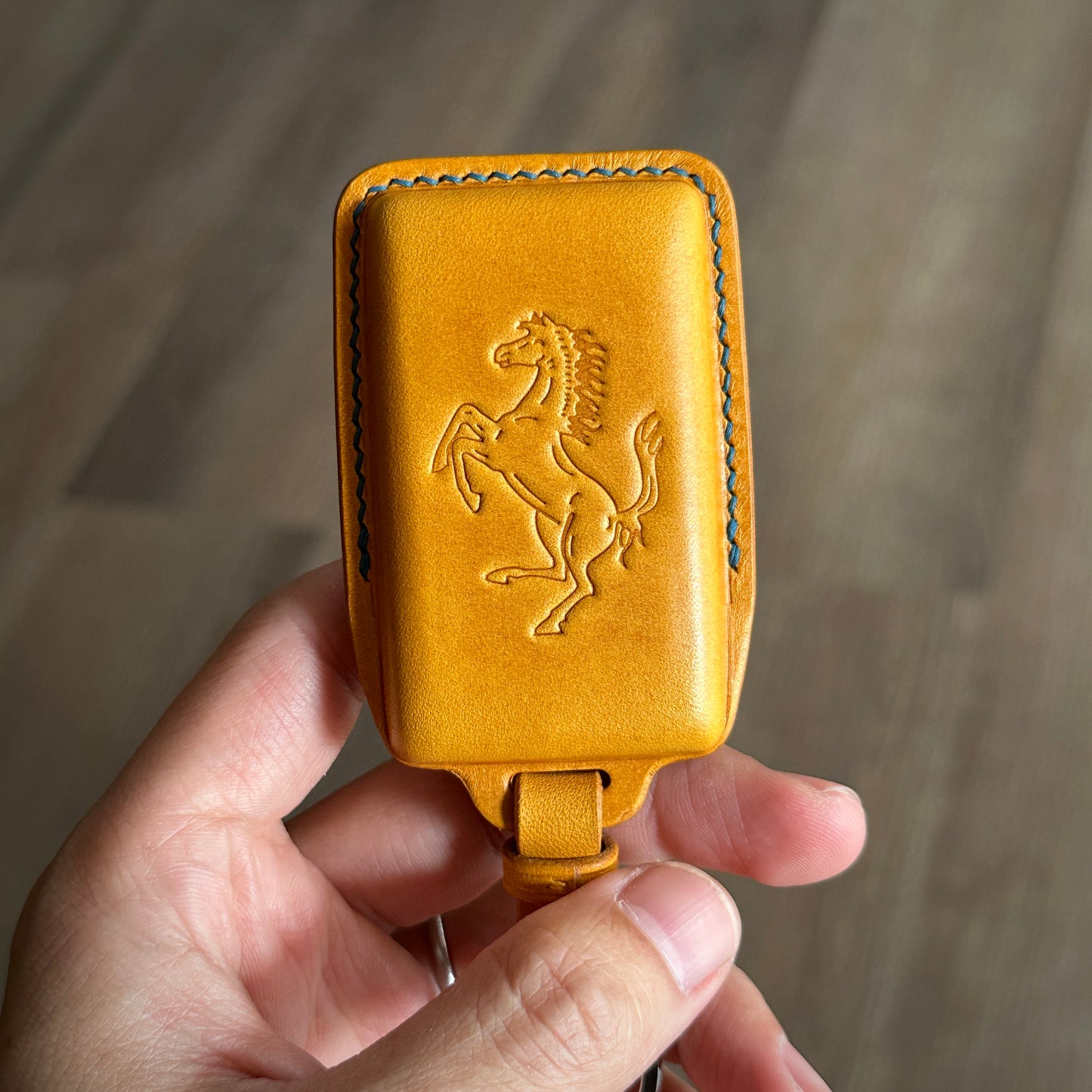 Yellow Buttero Leather Key Case for Ferrari sp3		