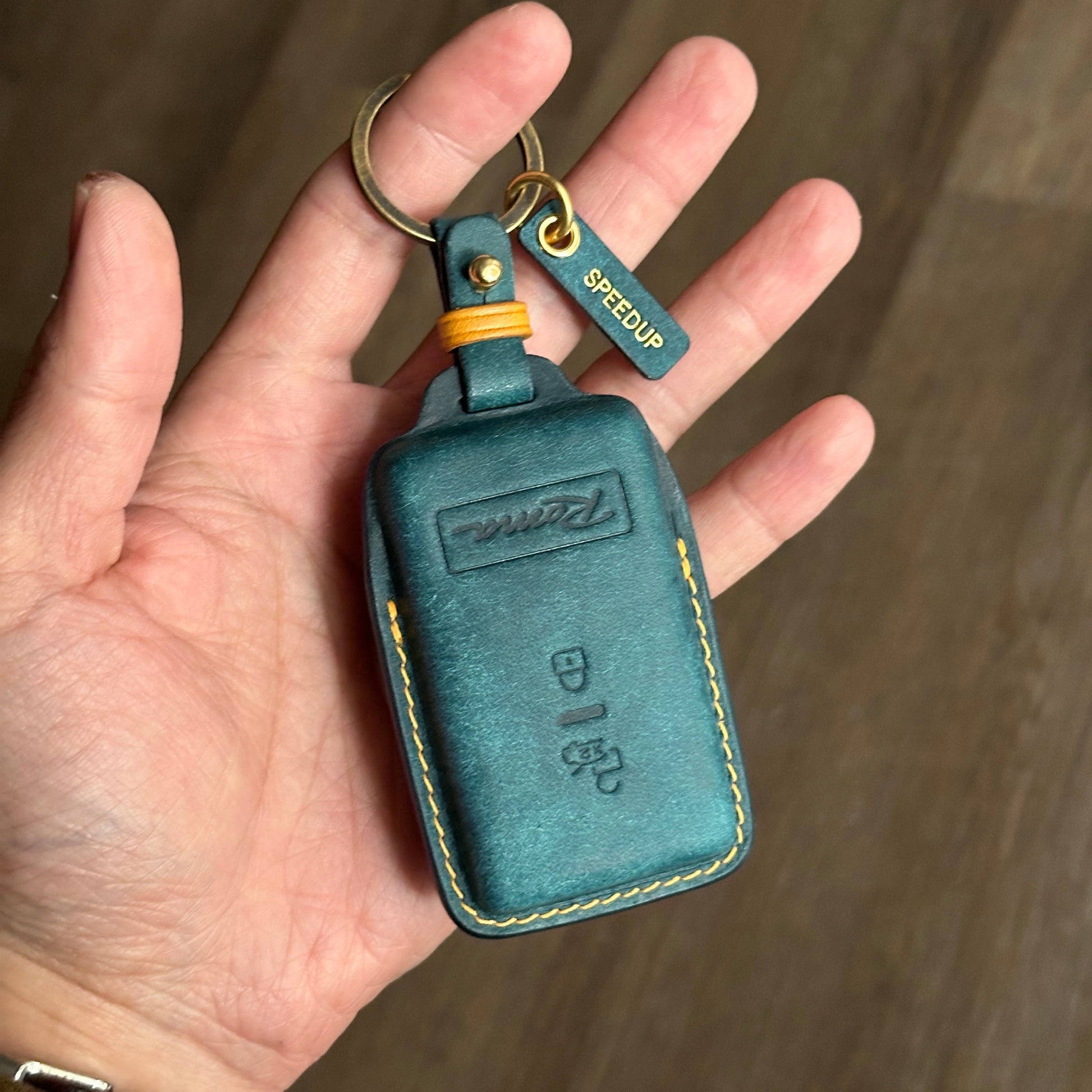 Handmade Pueblo Leather Key Fob Cover for Ferrari Roma		