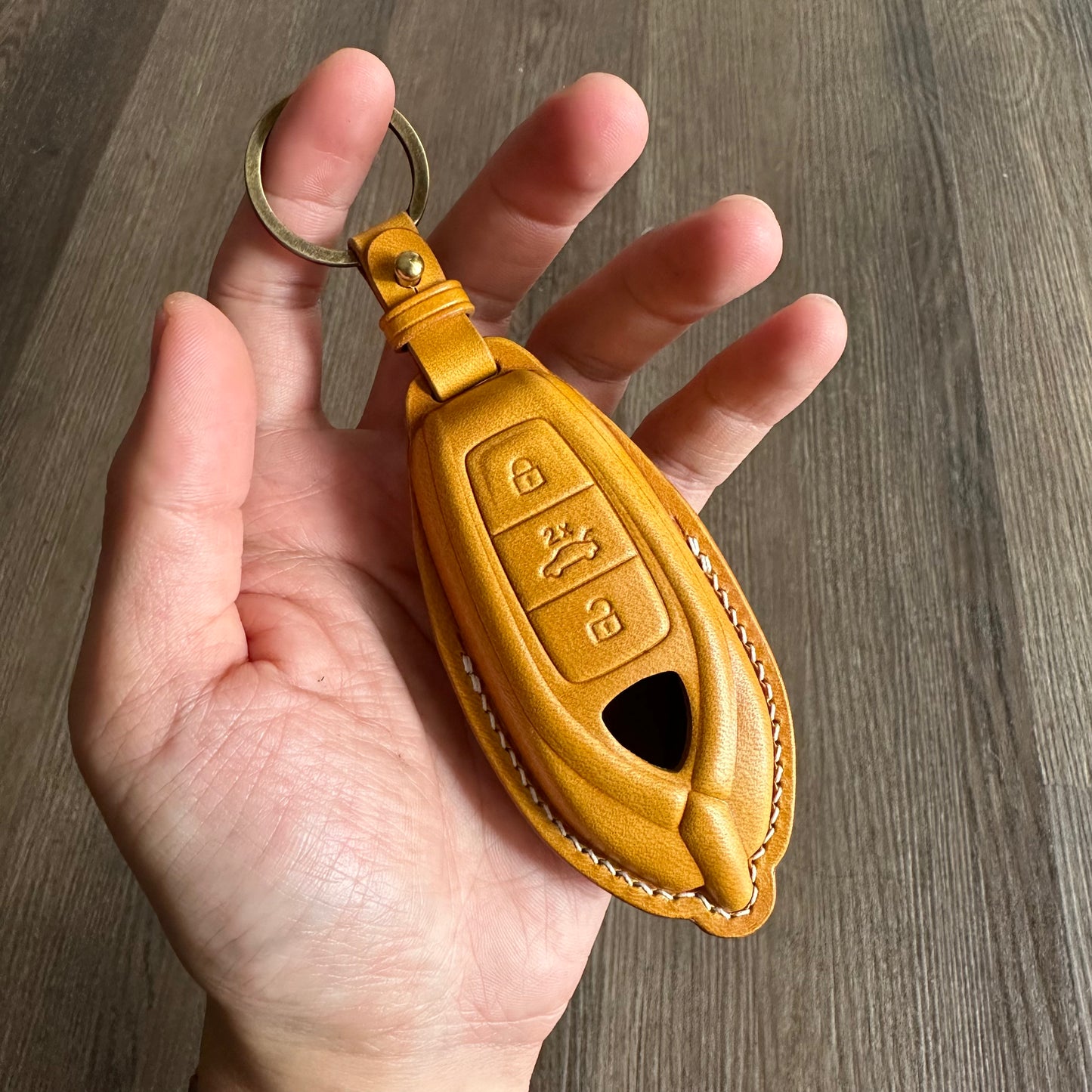 Yellow Leather Key Fob Cover for Lamborghini Aventador