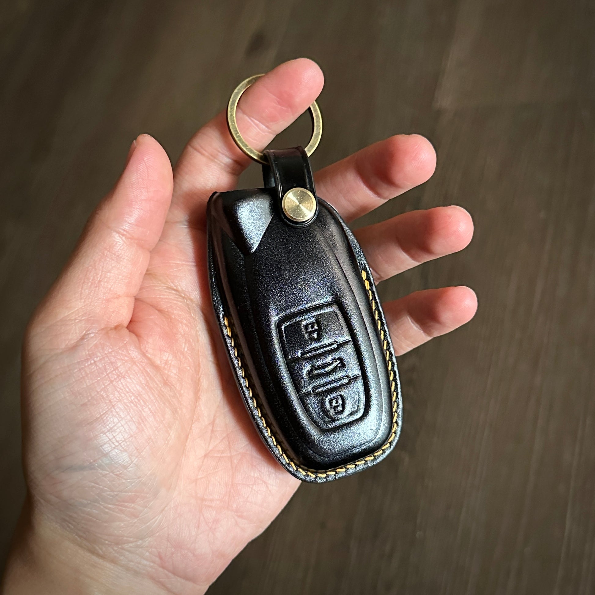 Handmade Black Shell Cordovan Key Fob Cover for Lamborghini Aventador