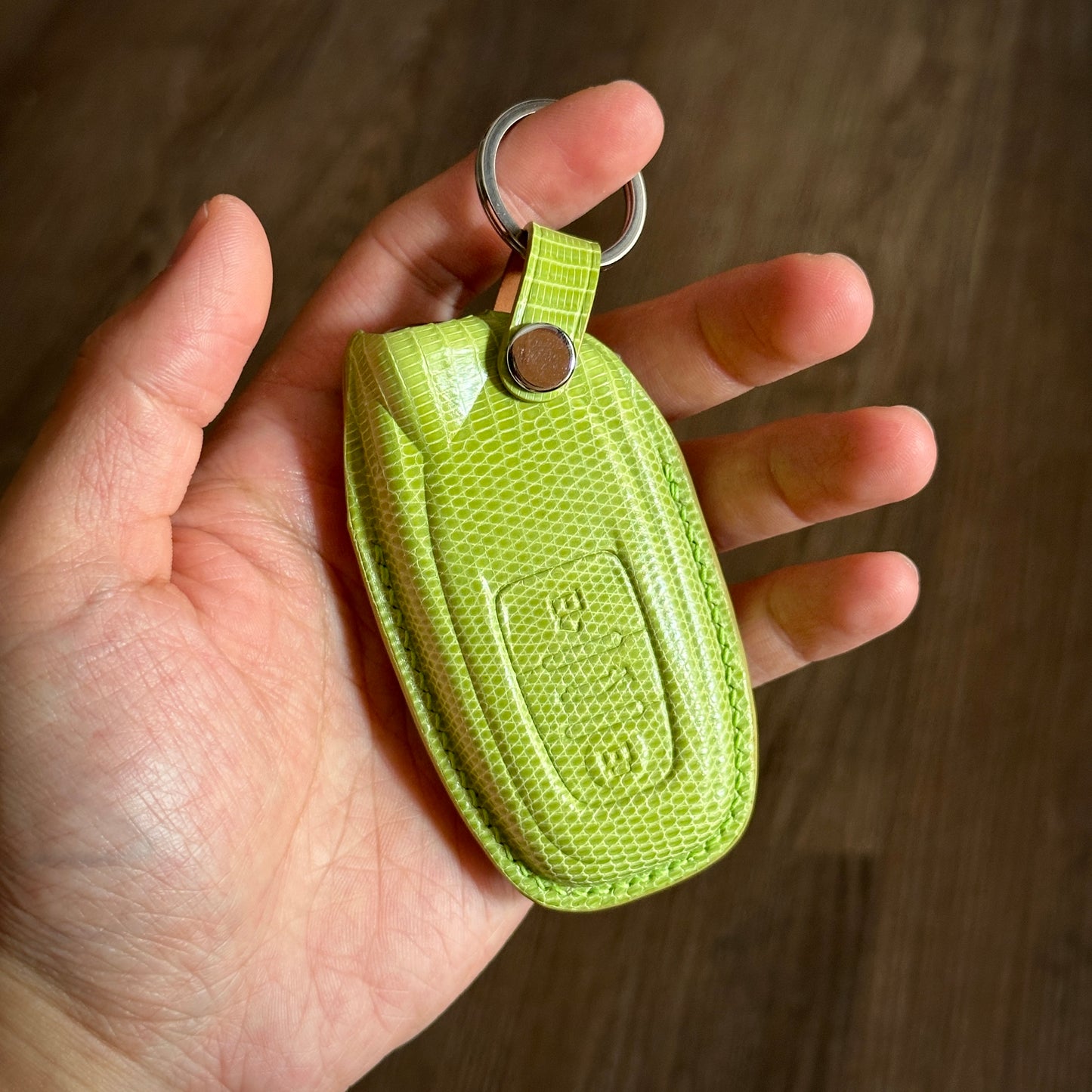 Handmade green exotic Leather Key Case for Lamborghini