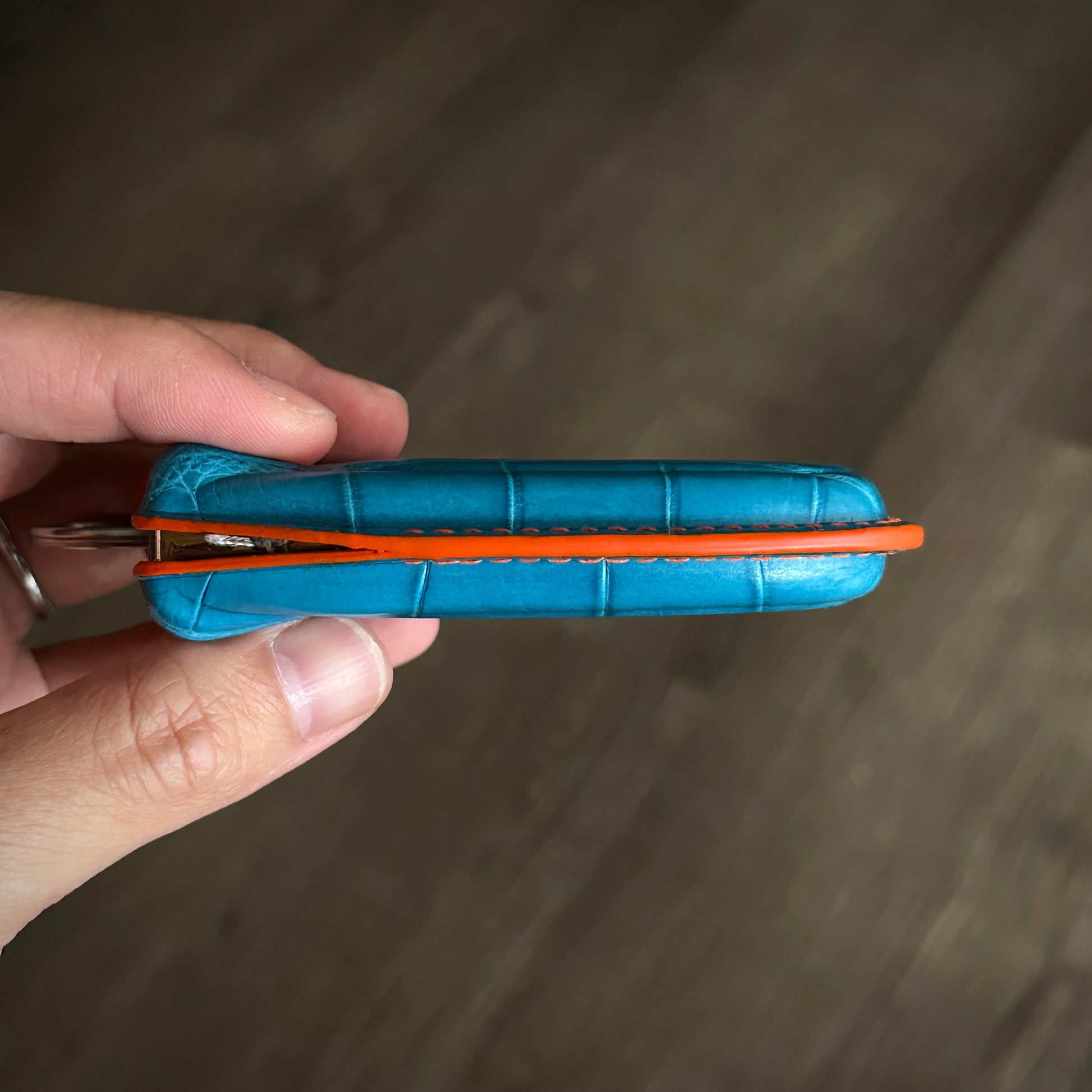 Luxury crocodile leather Key case for Lamborghini - Side View