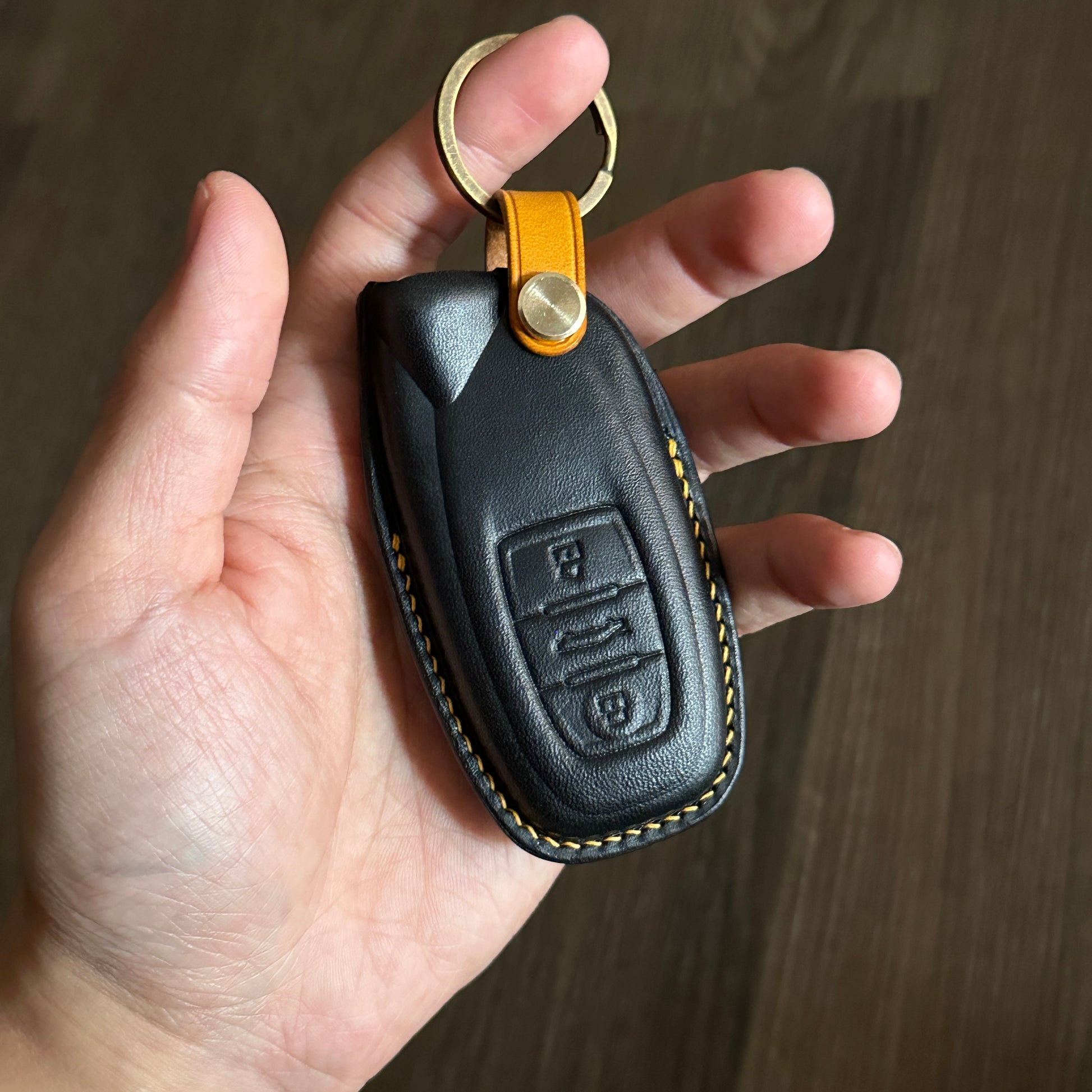 Handmade Black Leather Key Case for Lamborghini