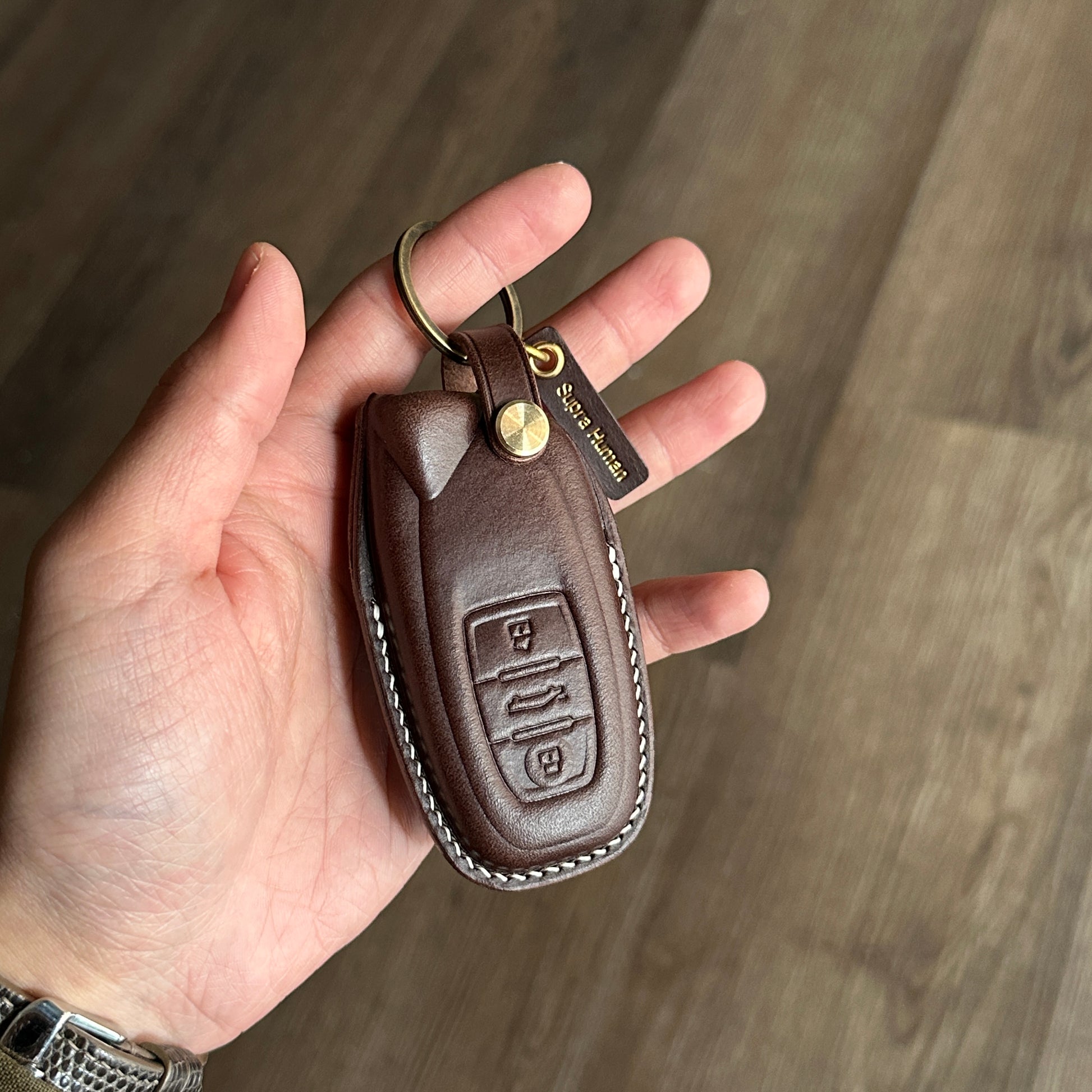Leather Key Case for Lamborghini name tag hot stamping