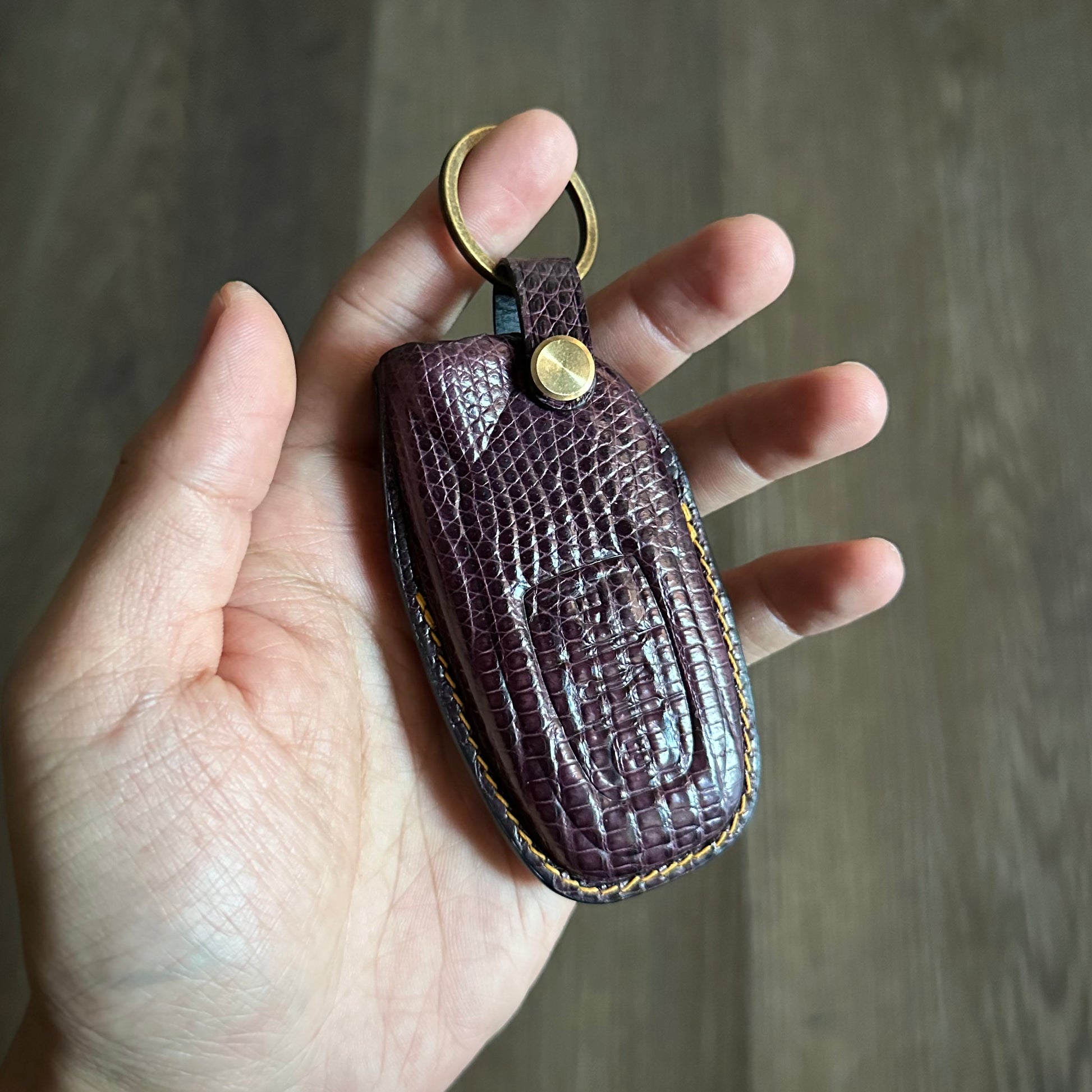 Purple Lizard Skin Key Fob Case for Lamborghini