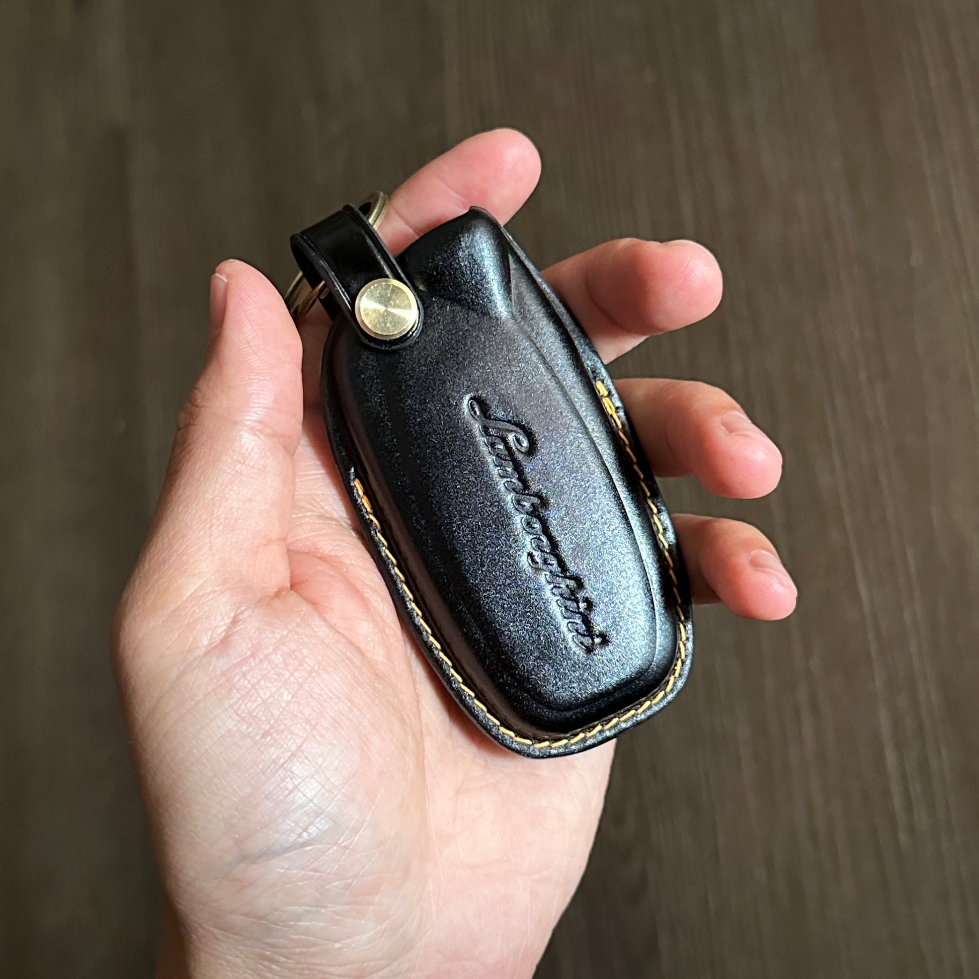 Glossy Black Shell Cordovan Key Case for Lamborghini huracan