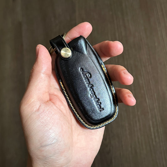 Glossy Black Shell Cordovan Key Case for Lamborghini huracan