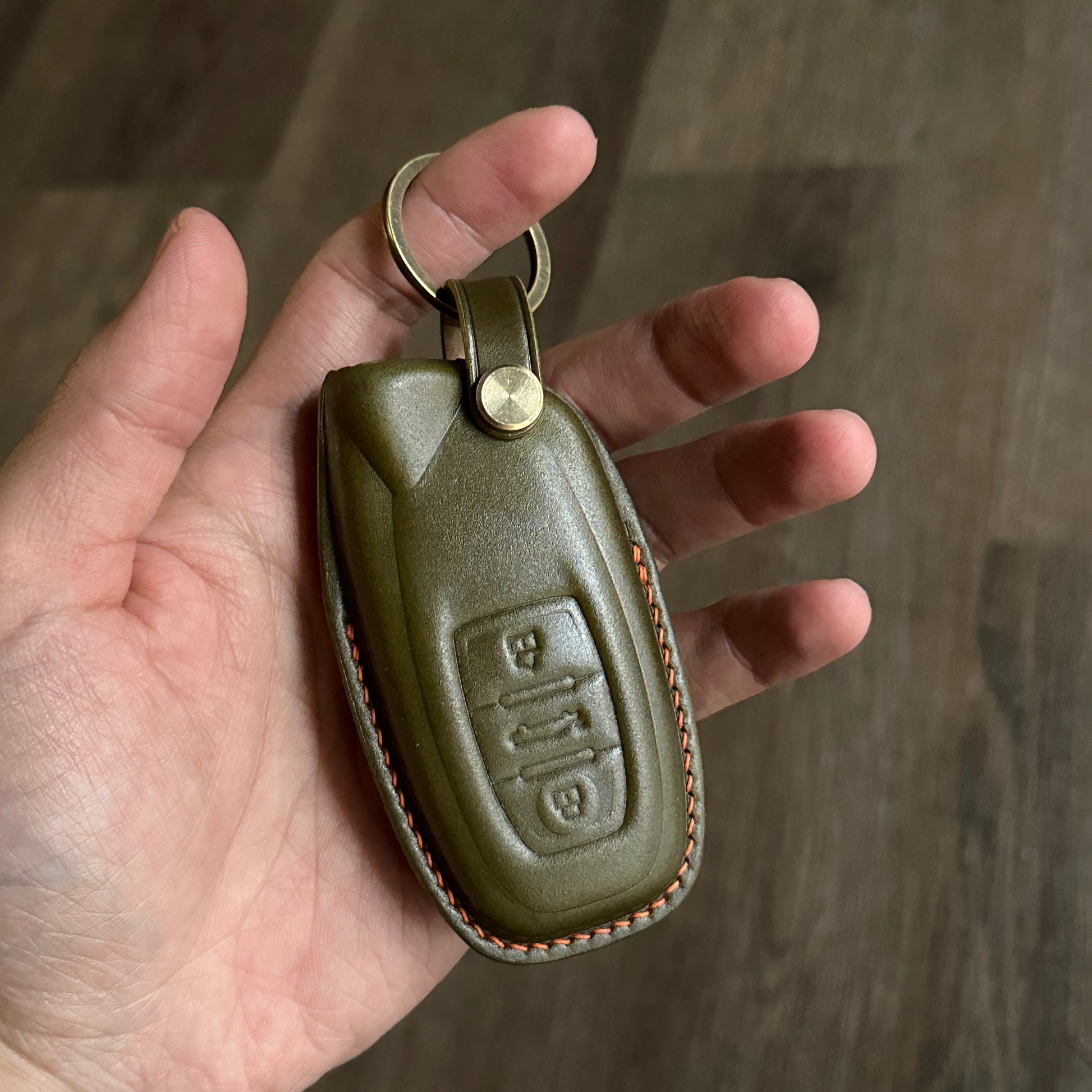 Olive Green Shell Cordovan Key Fob Case for Lamborghini Huracan