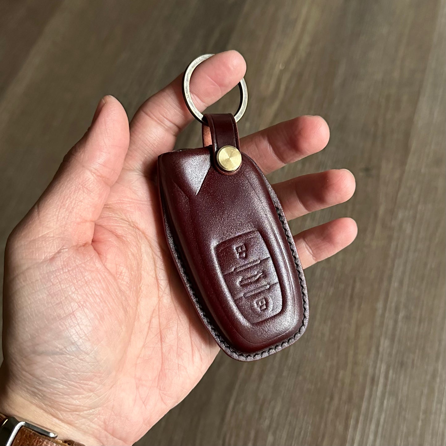 burgundy Shell Cordovan Key Case for Lamborghini 