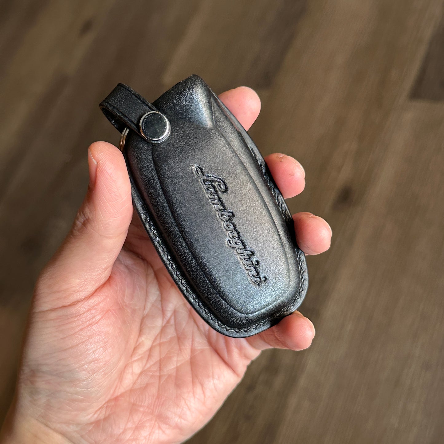 Black Buttero Leather Key Case for Lamborghini