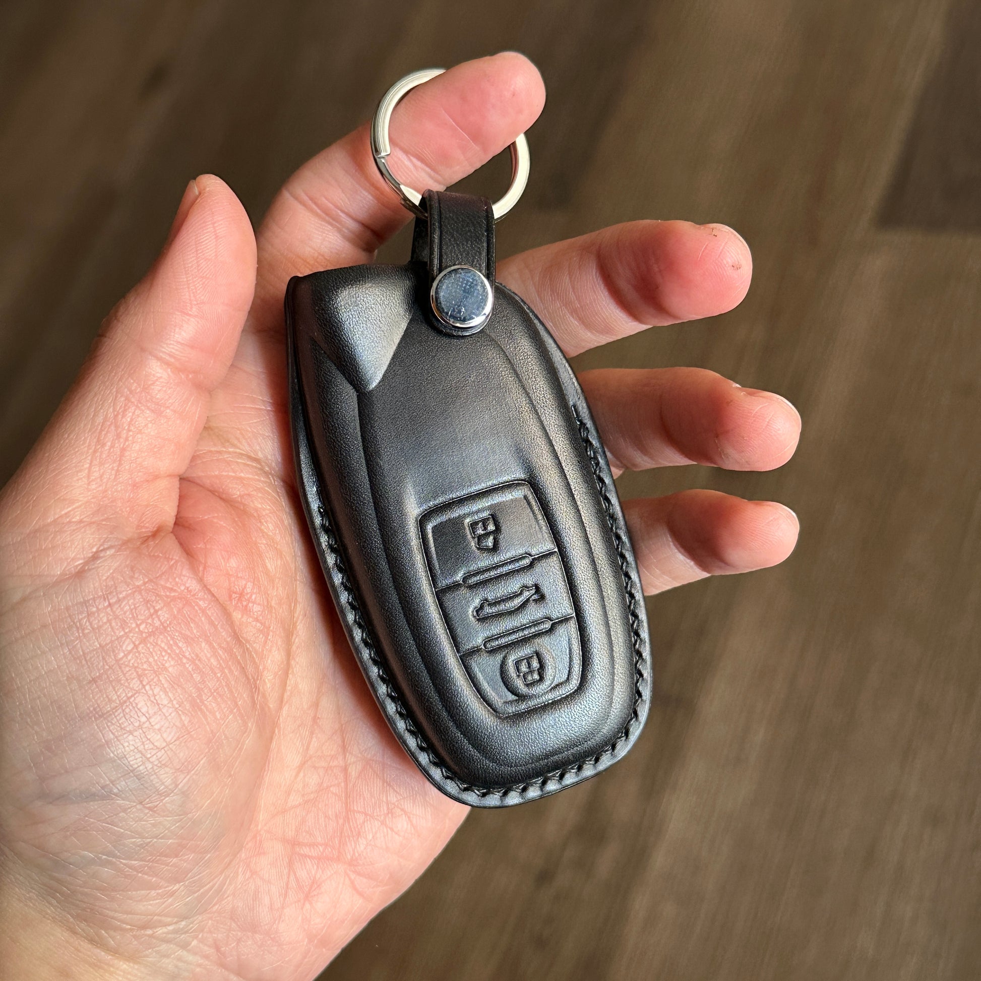 Black Leather Key Fob Case for Lamborghini Huracan