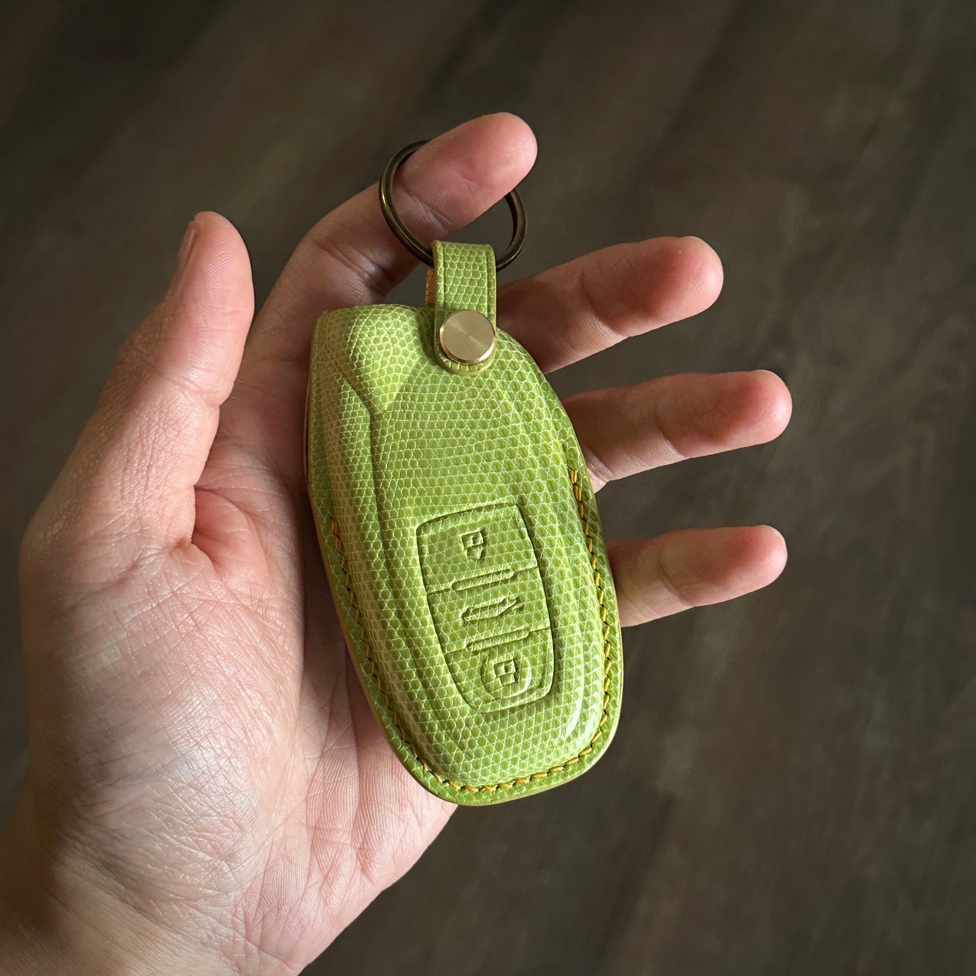 Handmade Lizard Skin Leather Key Fob Cover for Lamborghini