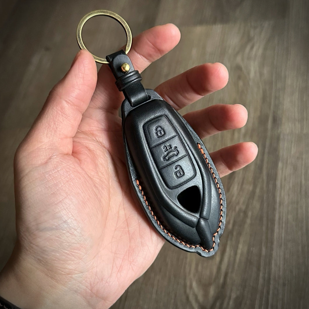 Black Leather Key Fob Cover for Lamborghini 