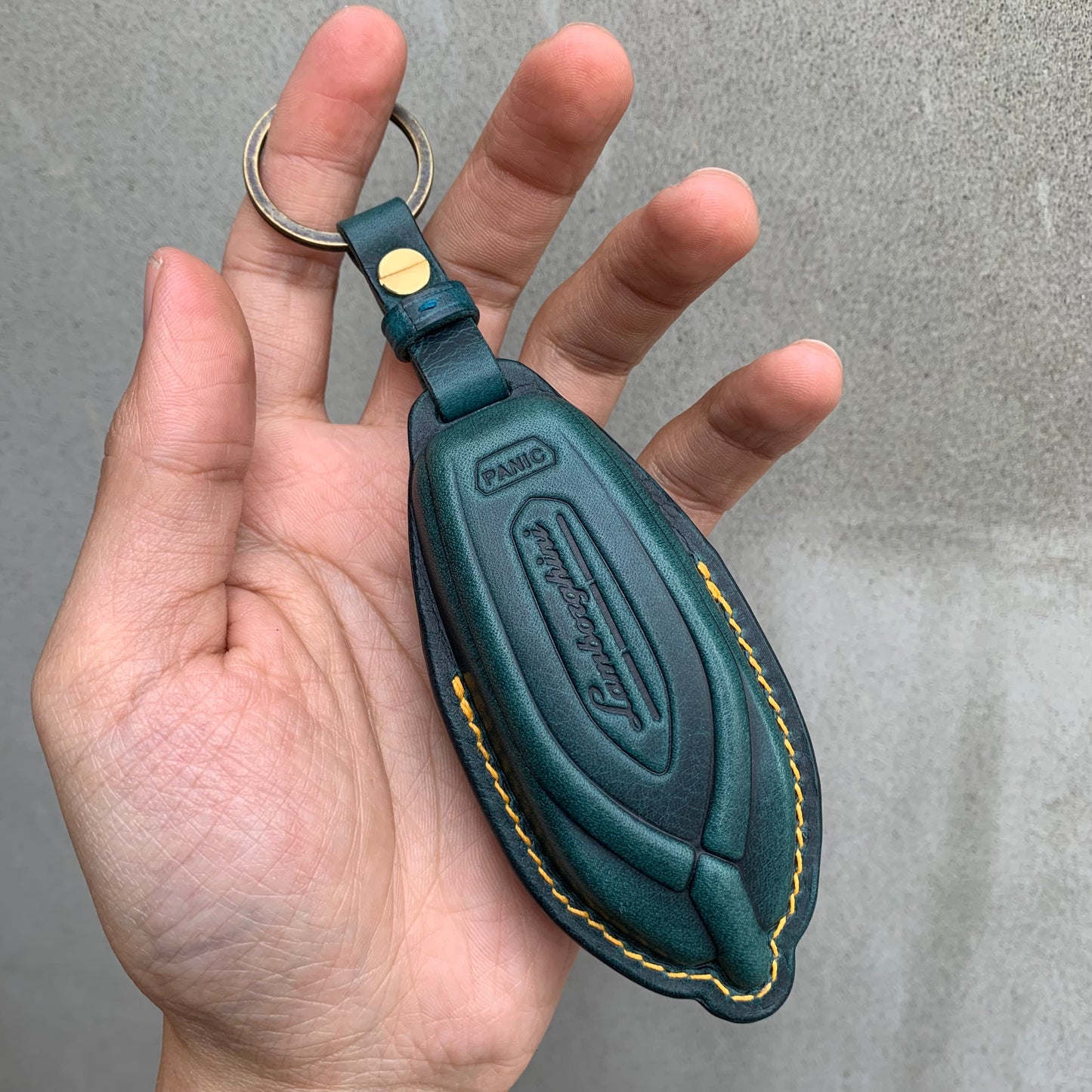 Handmade blue Wax Leather Key Fob Protector for Lamborghini Urus