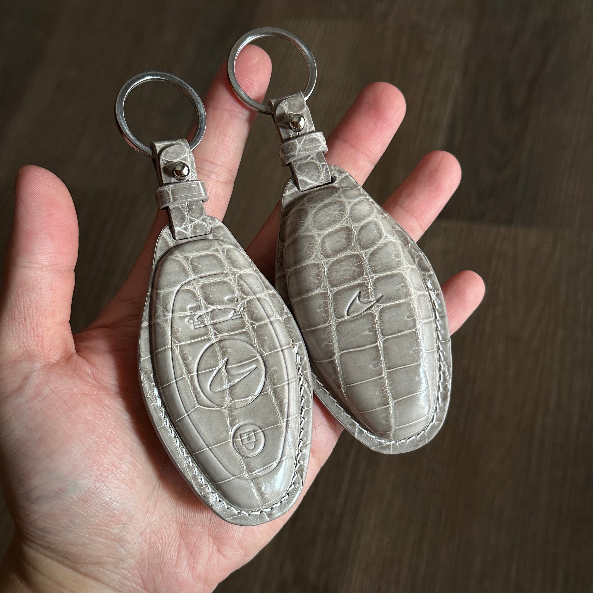 McLaren 750S grey Crocodile leather key fob cover