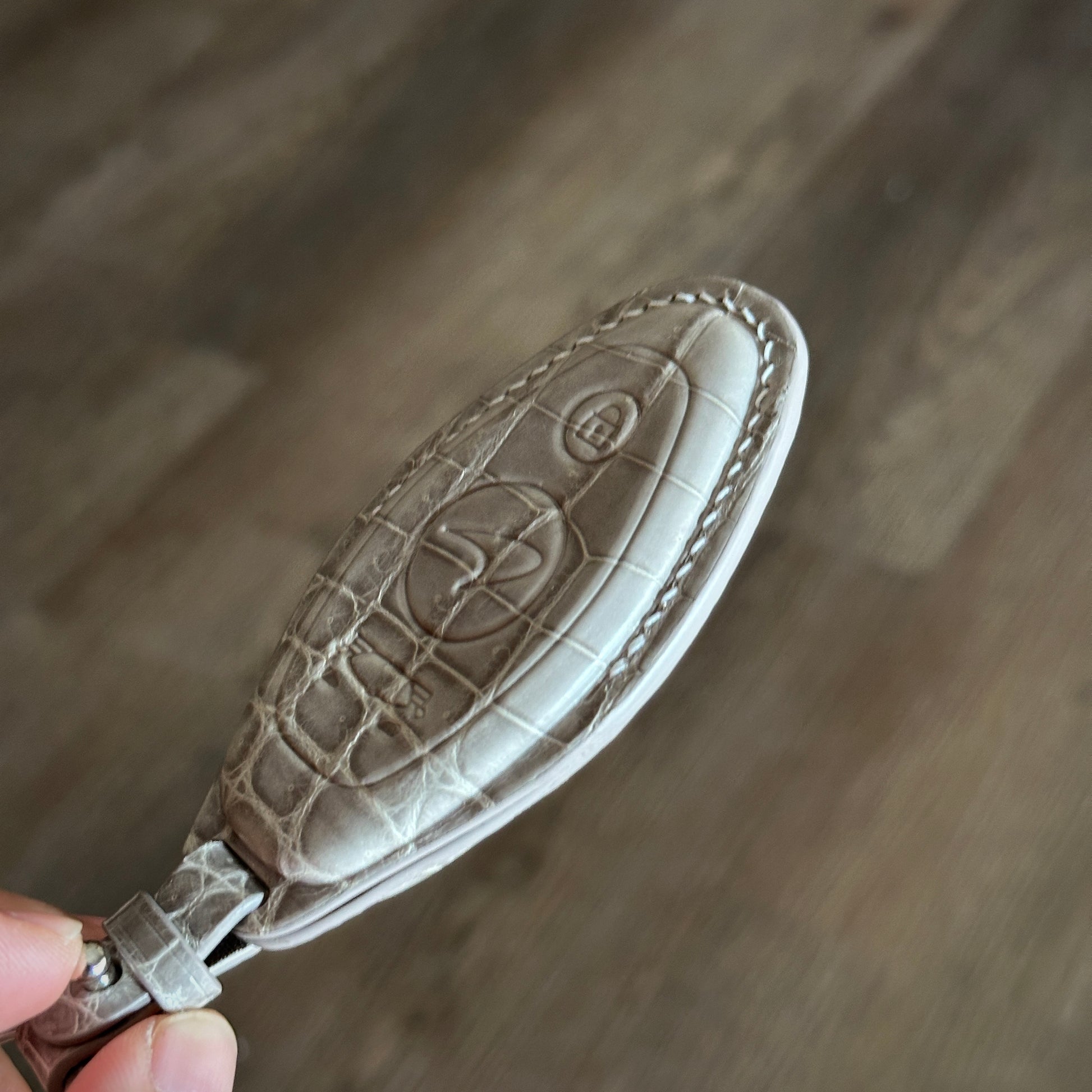 McLaren Crocodile leather key fob cover side deatil