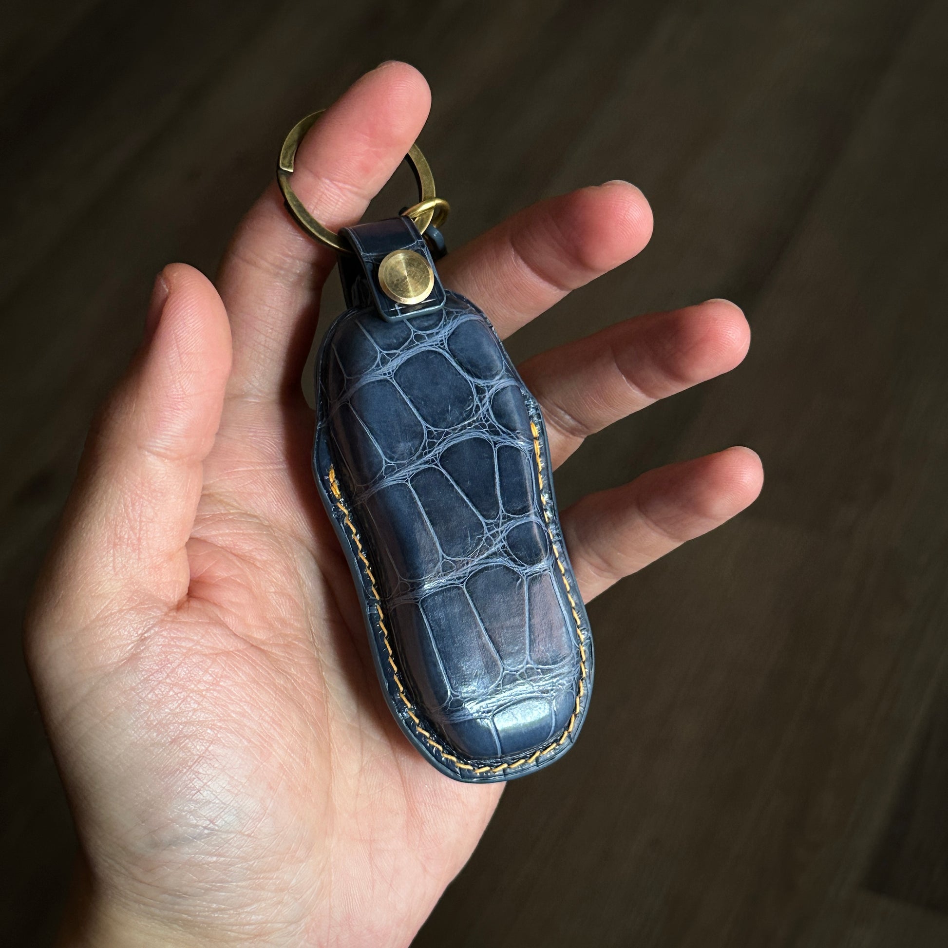 Exotic Crocodile Leather Key Cover for Porsche macan - Back View