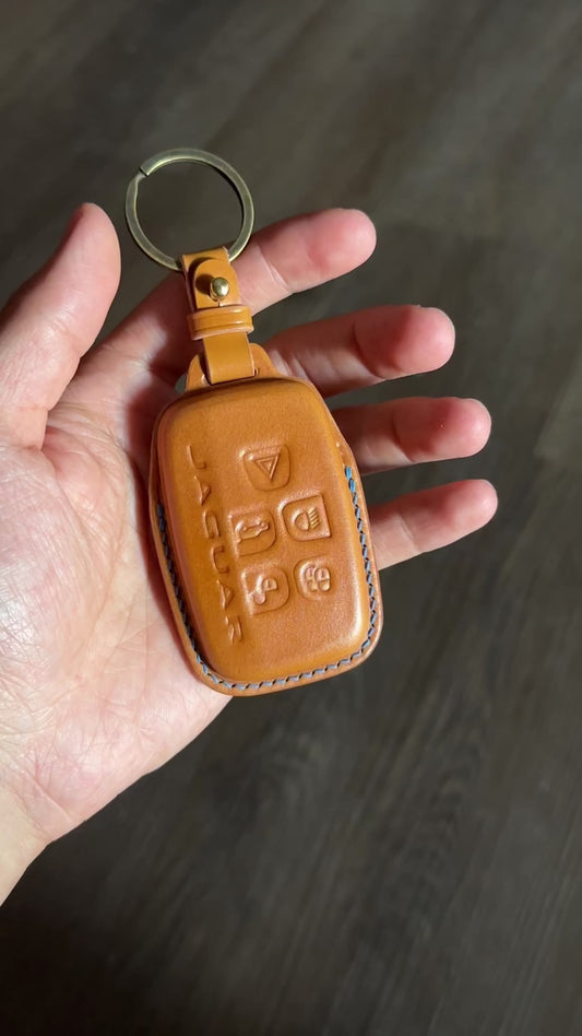 Jaguar key fob cover, Shell Cordovan