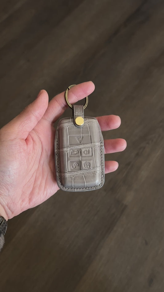 Land Rover key fob cover,  Crocodile leather Leather key case
